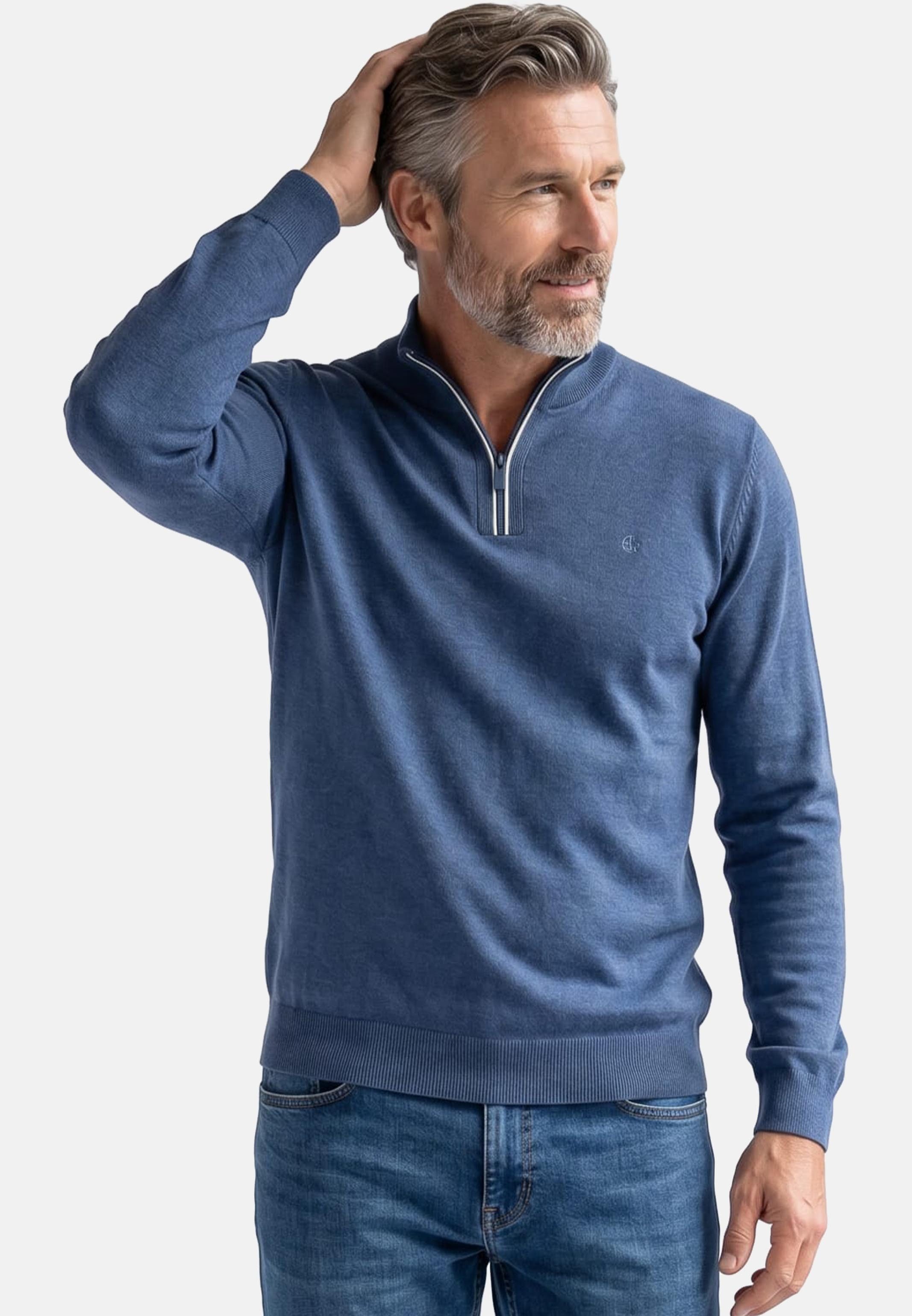 CASAMODA Strickpullover Basic (1-tlg) Troyer - Baumwolle - Atmungsaktiv - Feine, elegante Strickstruktur
