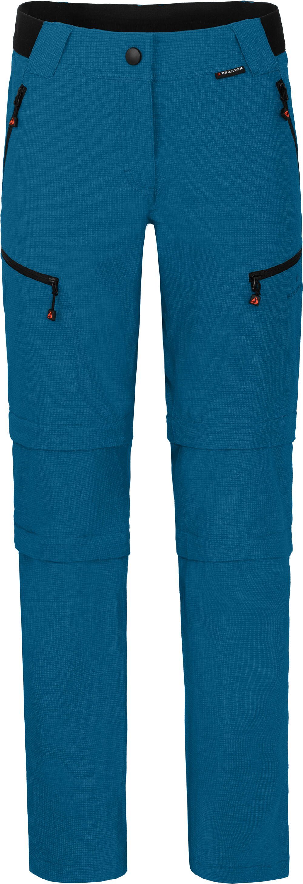 Bergson Zip-off-Hose PORI Doppel Zipp-Off mit T-ZIPP Damen Wanderhose, robust elastisch, Normalgrößen, Saphir blau