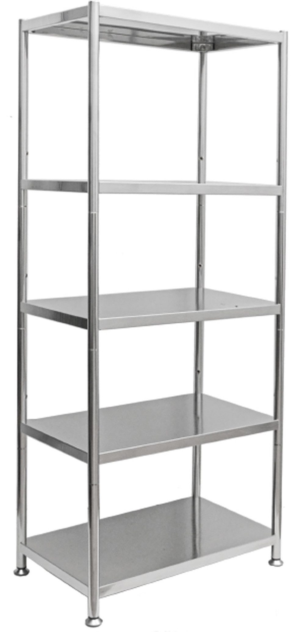 shelfr Regal mit 5 Ablagen - 74x41x140 Edelstahlregal - Schwerlastregal bis 200 kg, Industrial Style Regal - Standregal Metall - Küchenregal Ablageregal