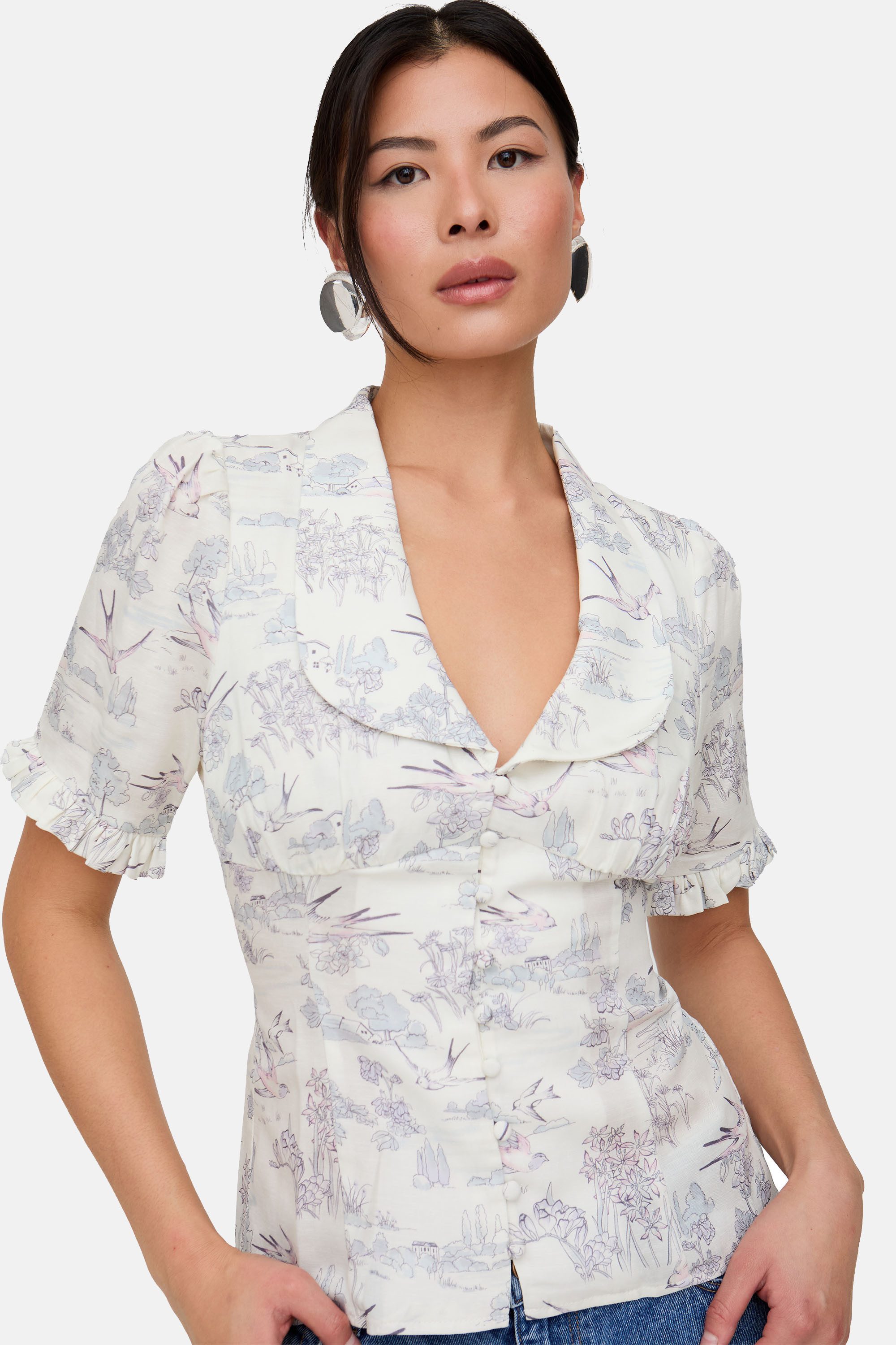 Lily and Lionel Hemdbluse Rachel Vintage Inspired Short Sleeve Shirt Damen