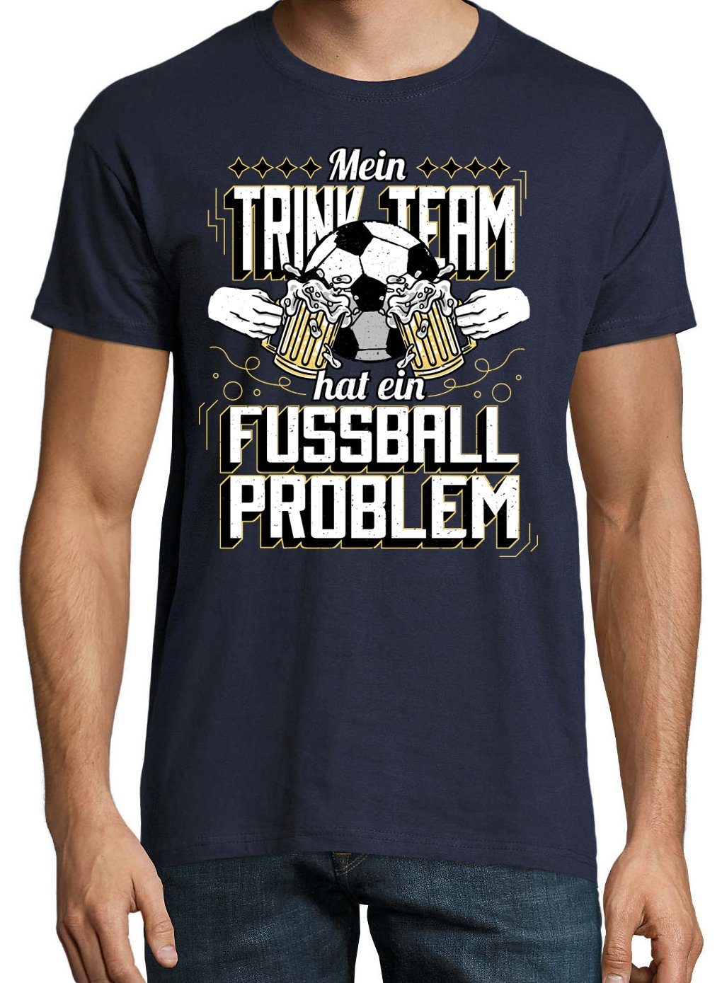 Navyblau Problem" trendigem "Mein T-Shirt Hat Shirt Ein Fußball Designz Frontprint Youth mit Trinkteam Herren