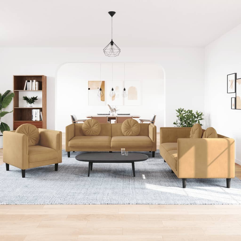 vidaXL Sofa, 3-tlg. Sofagarnitur mit Kissen günstig online kaufen