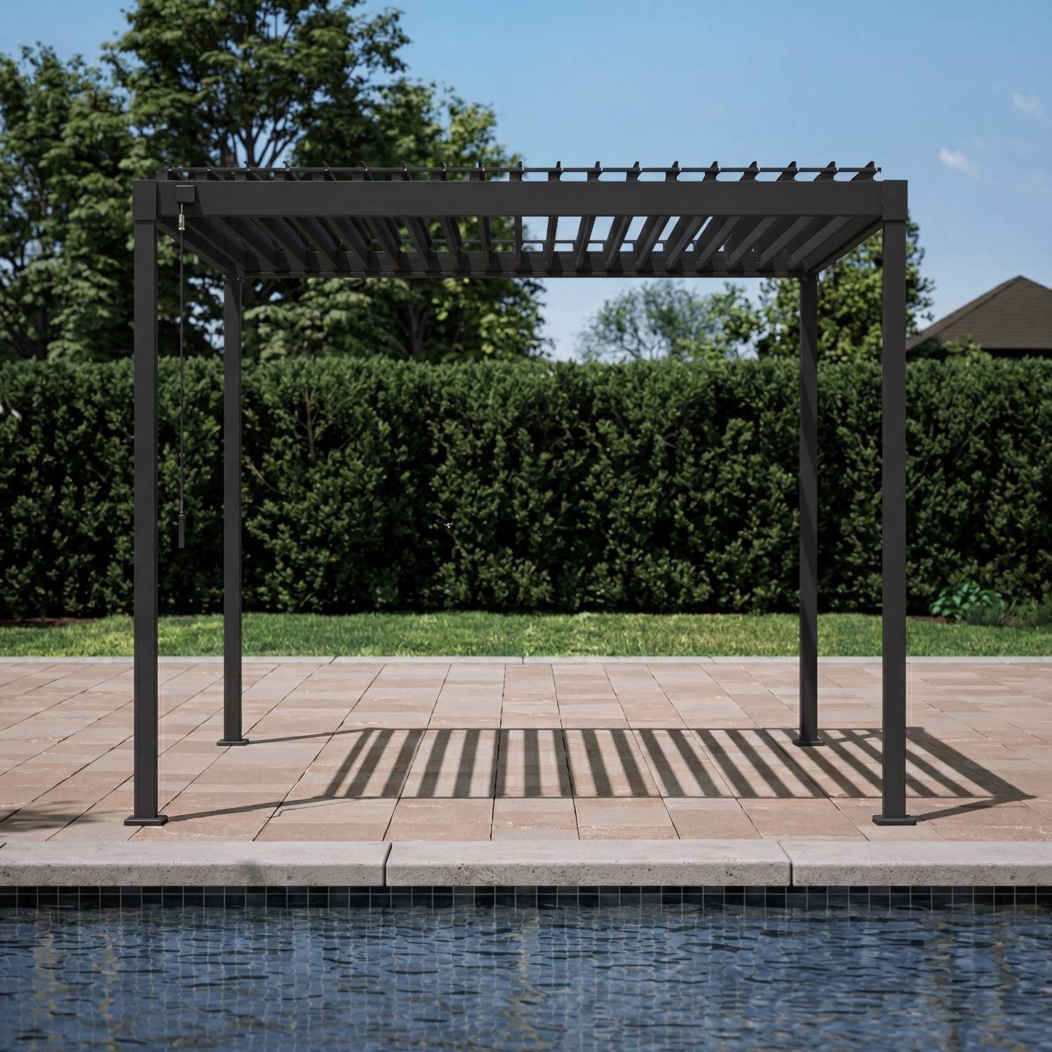 Mirador Pergola 80S Pavillon Terrassenüberdachung Anthrazit, (Packung), Stahl Anthrazit verstellbares Lamellendach