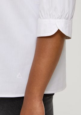 TRIANGLE Langarmbluse Popeline-Bluse mit Schlüssellochdetail Stickerei, Teilungsnähte