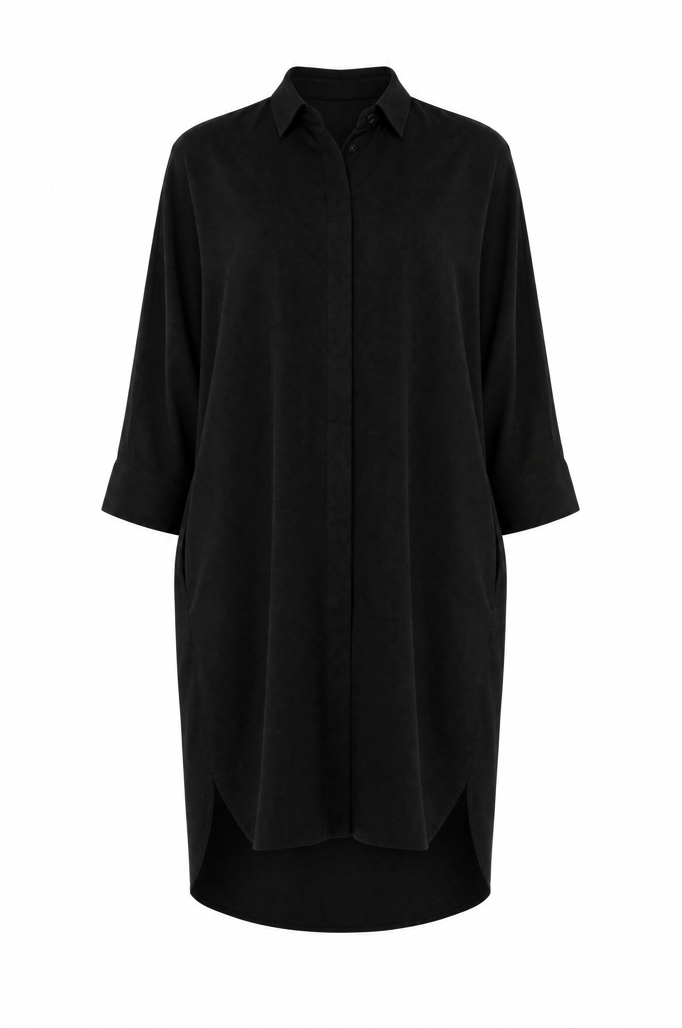 Sommerkleid Sommerkleid aus Leinen im eleganten Schwarz ideal Freizeit