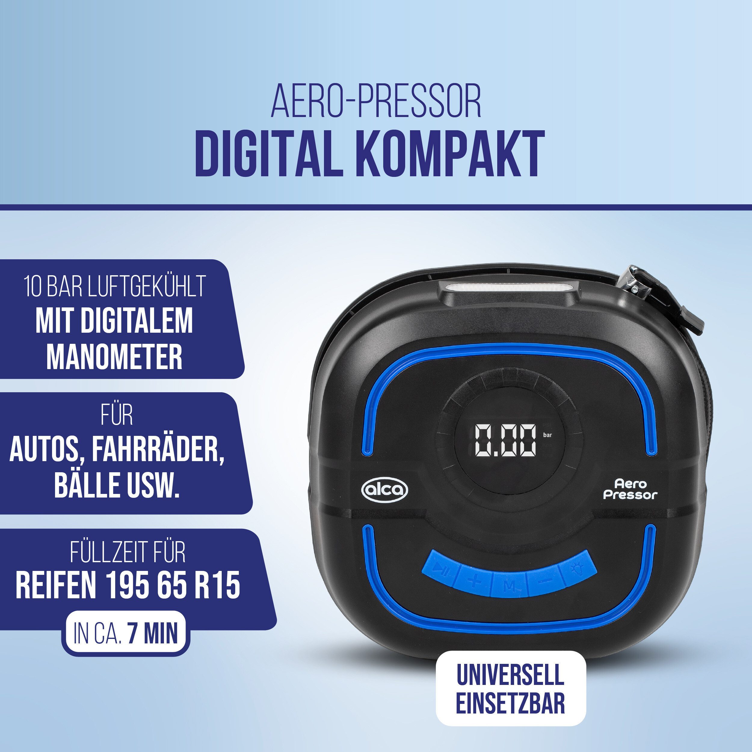 alca Kompressor Digital Kompressor einrollbar tragbar 12 Volt Zigarettenanz günstig online kaufen