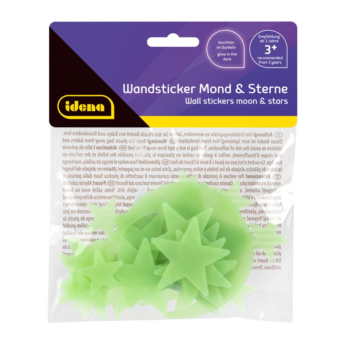Idena Wandsticker Wandsticker Mond und Sterne, Glow In The Dark, 24 Stück – Bild 2 von 5