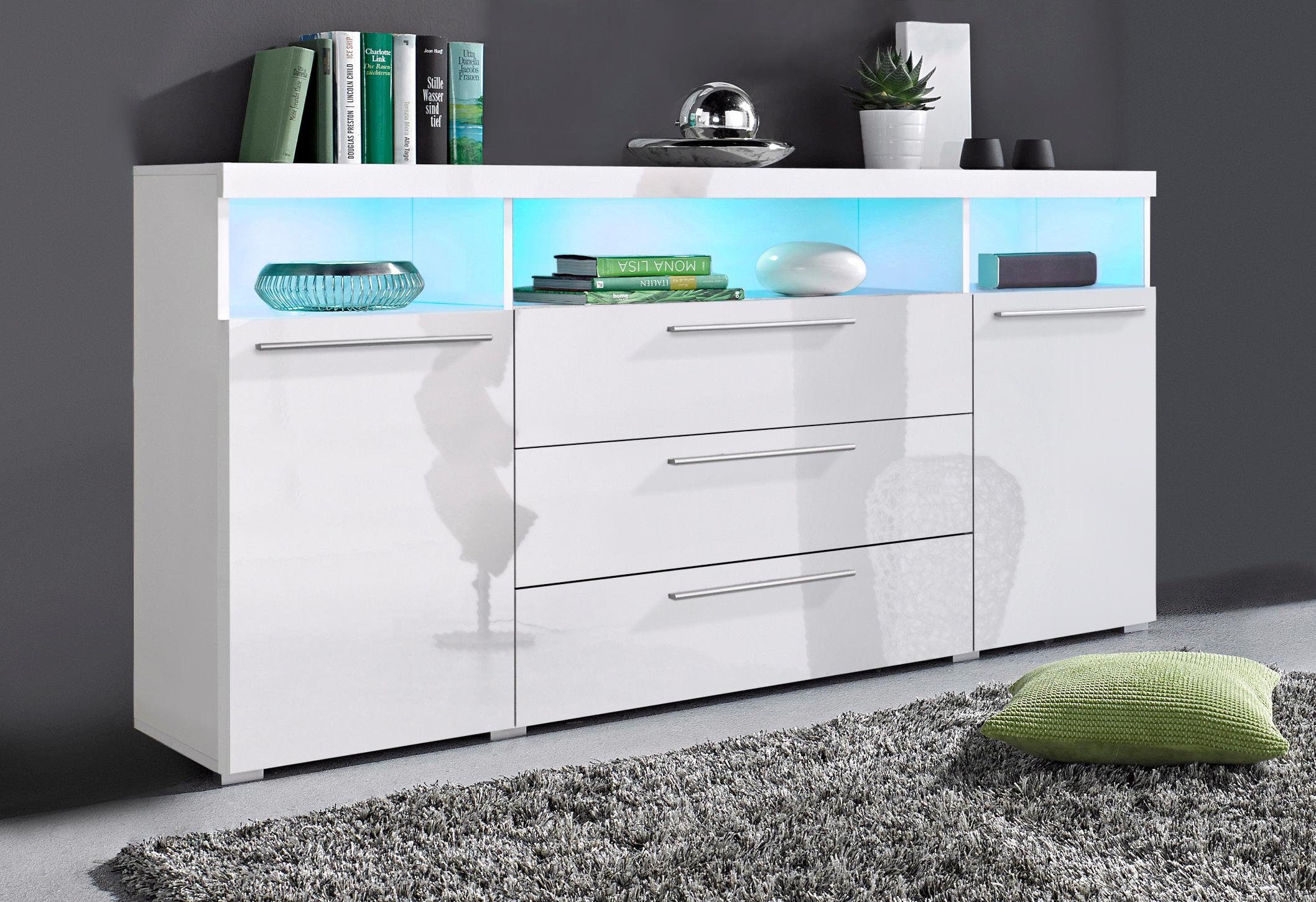 OTTO home Sideboard India,Breite 182cm moderne Anrichte 2Türen,3 Schubladen, Kombikommode, Kommode viel Stauraum, Einlegeböden verstellbar,ohne Beleuchtung