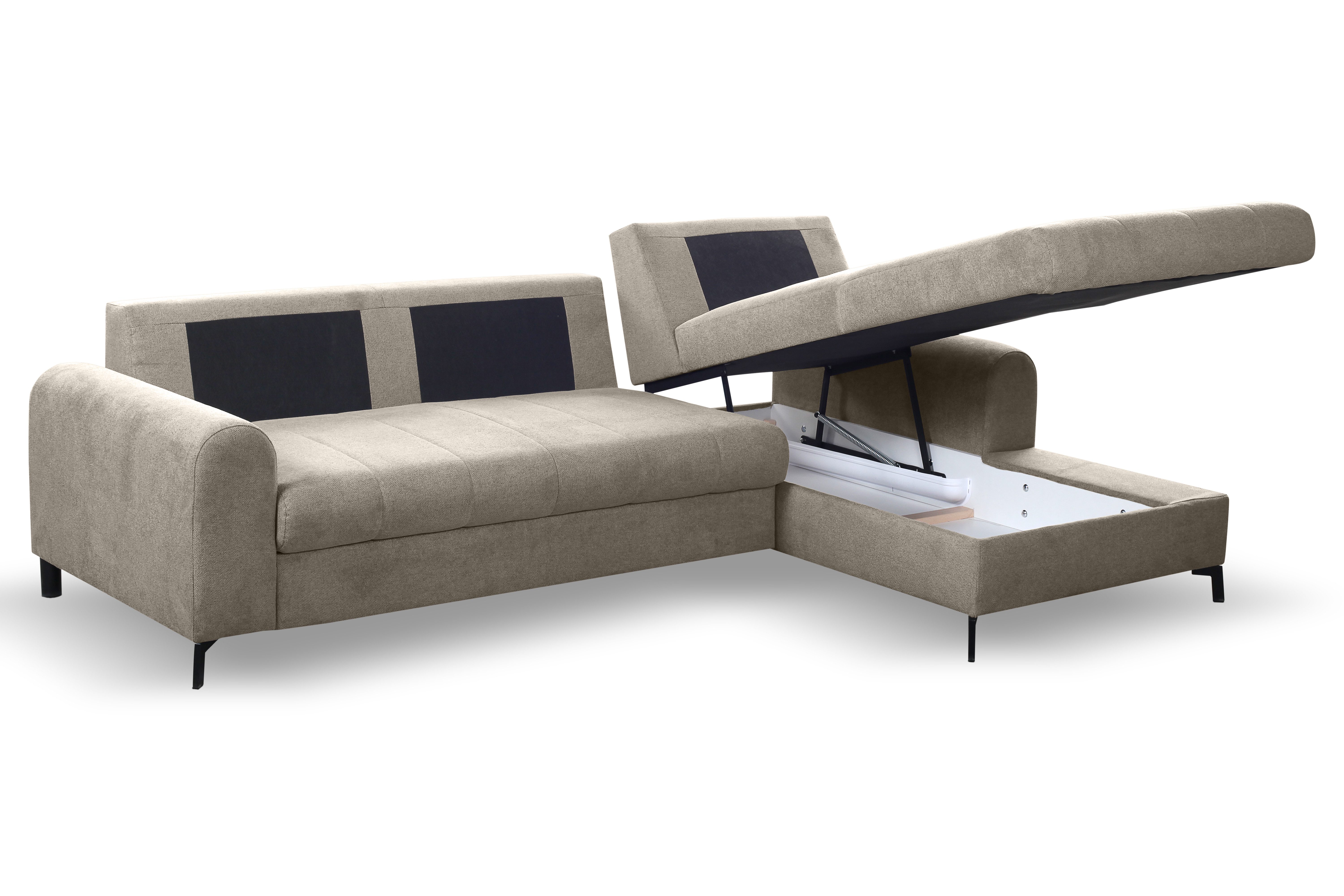 Goldstoff Ecksofa L-Form mit Schlaffunktion und Bettkasten Schlafsofa Couch, Moderne Couch - L Form 1 Teile, Modernes Sofa L als Schlafsofa Ecksofa mit Bettkasten und Bezug