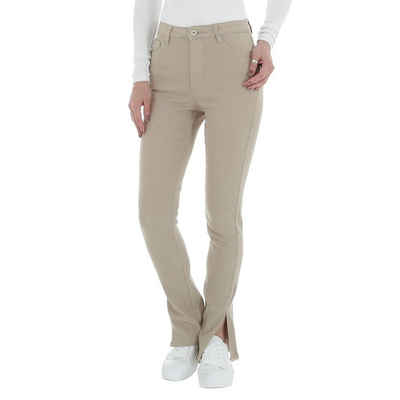 Ital-Design High-waist-Jeans Damen Freizeit Stretch High Waist Jeans in Beige