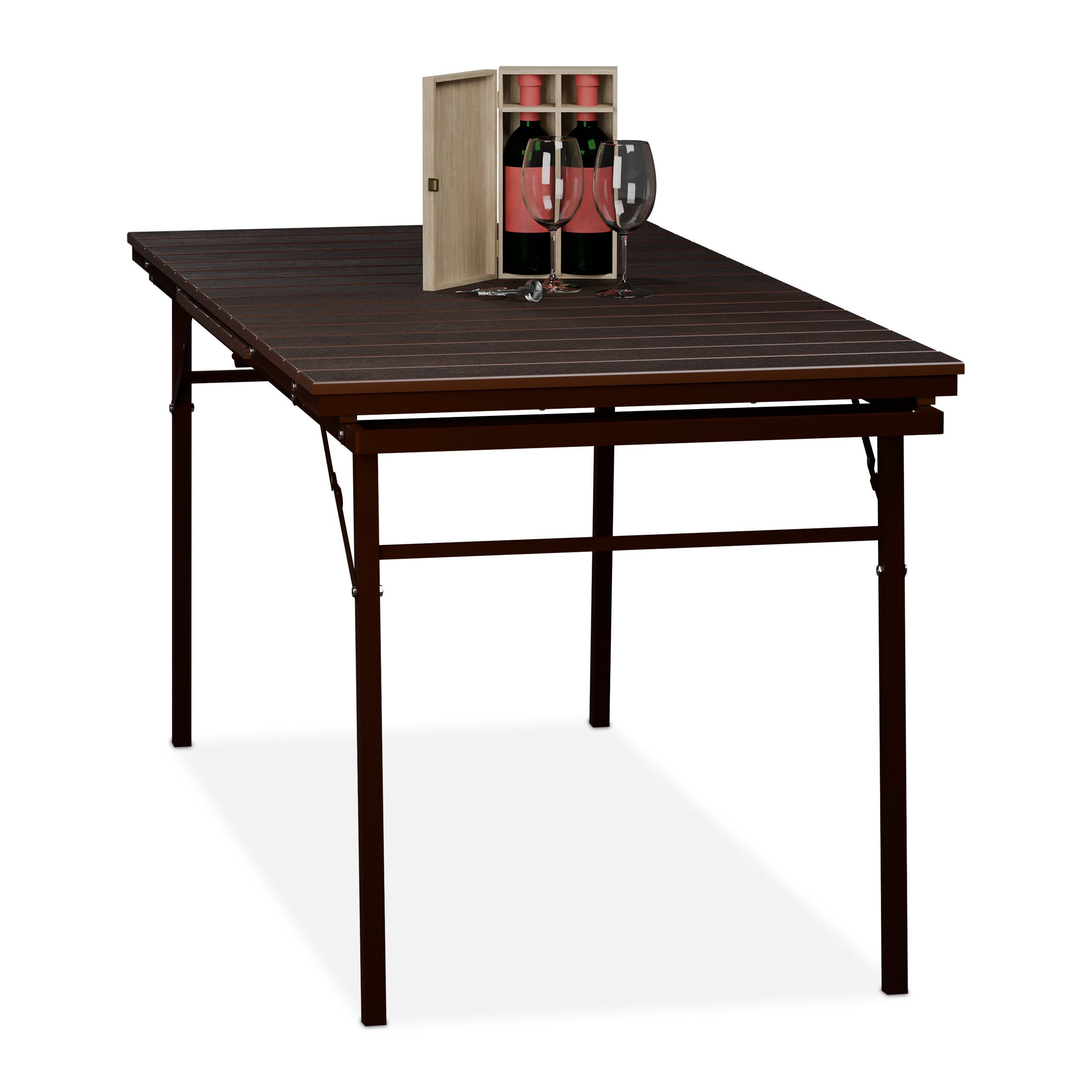 relaxdays Gartentisch klappbar ausziehbar, braun