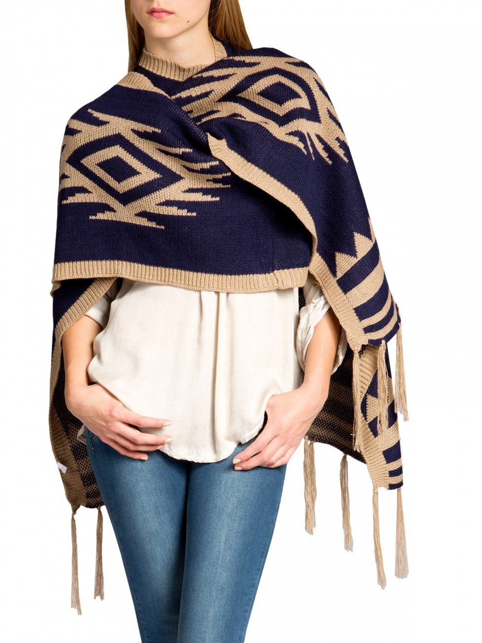 Caspar Poncho Caspar PON024 Damen Fransen Poncho