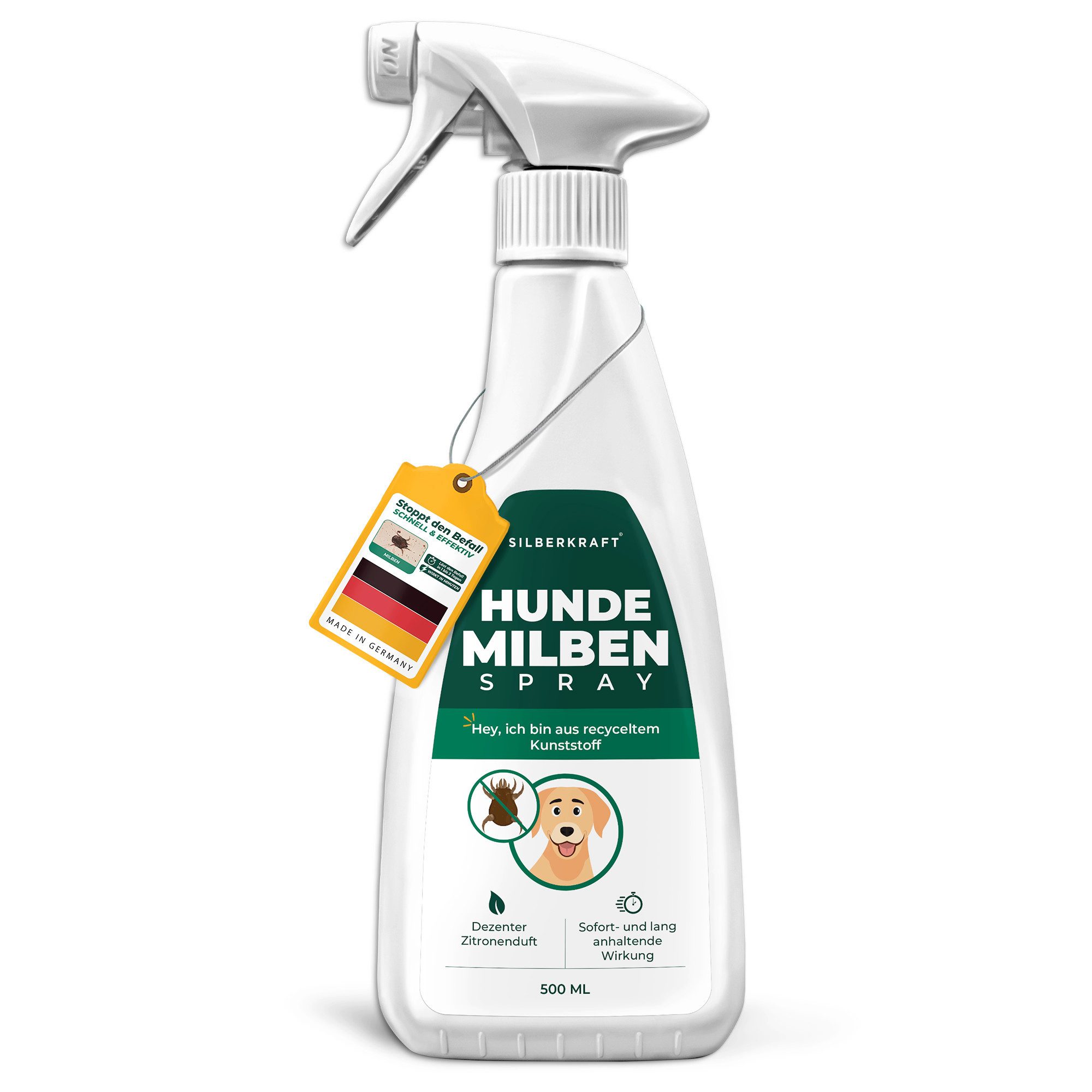 Silberkraft Insektenschutz-Spray Milbenspray Hund Effektiver Schutz gegen Milben Anti-Milben Repellent Einfache Anwendung mit Langzeitschutz Höchste Qualität aus Deutschland, 1-tlg., Milbenschutz für Hunde, Anti-Milben-Mittel für Fell & Schlafplätze von Silberkraft