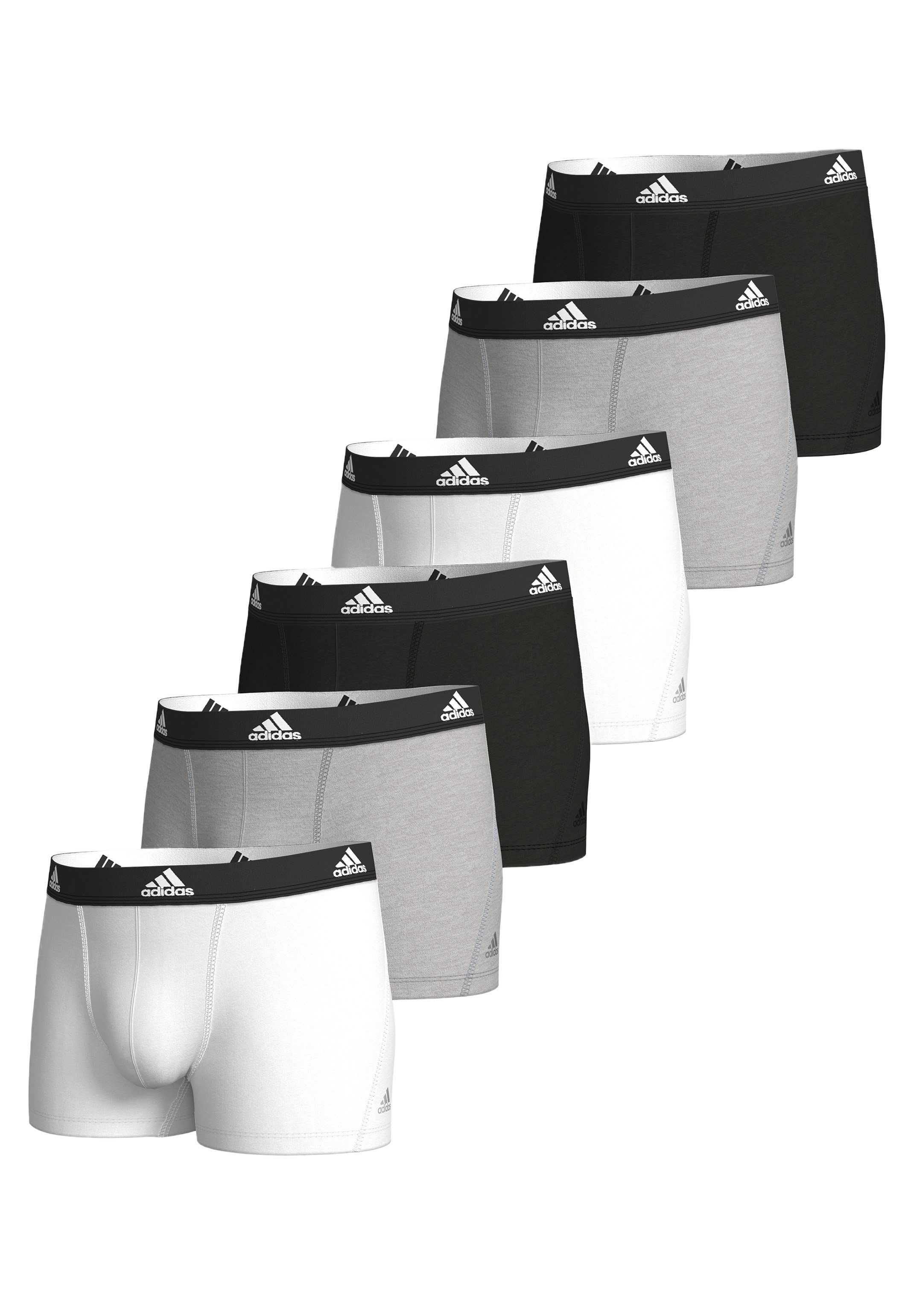 Baumwolle Pant 6-St) Sportswear Eingriff - Boxer Short / - Active Schwarz Grau Cotton Pack / Weiß adidas Ohne (Spar-Set, Flex Retro / Retro - 6er