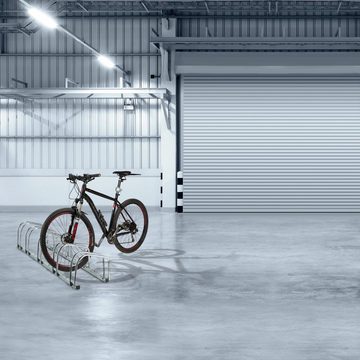 relaxdays Fahrradständer Silberner Fahrradständer für 5 Fahrräder