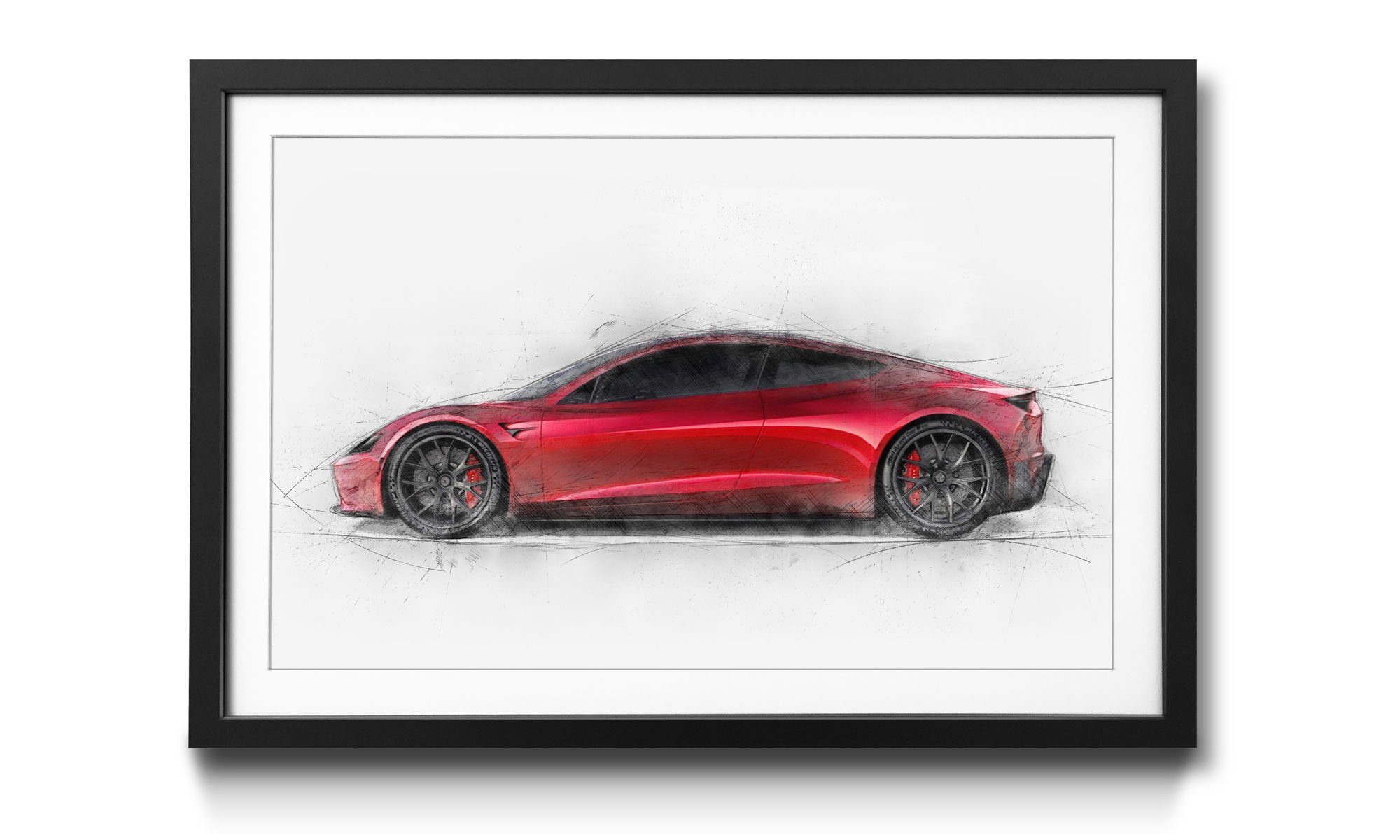 WandbilderXXL Bild mit Rahmen Red Roadstar, Auto, Wandbild, in 4 Größen erhältlich