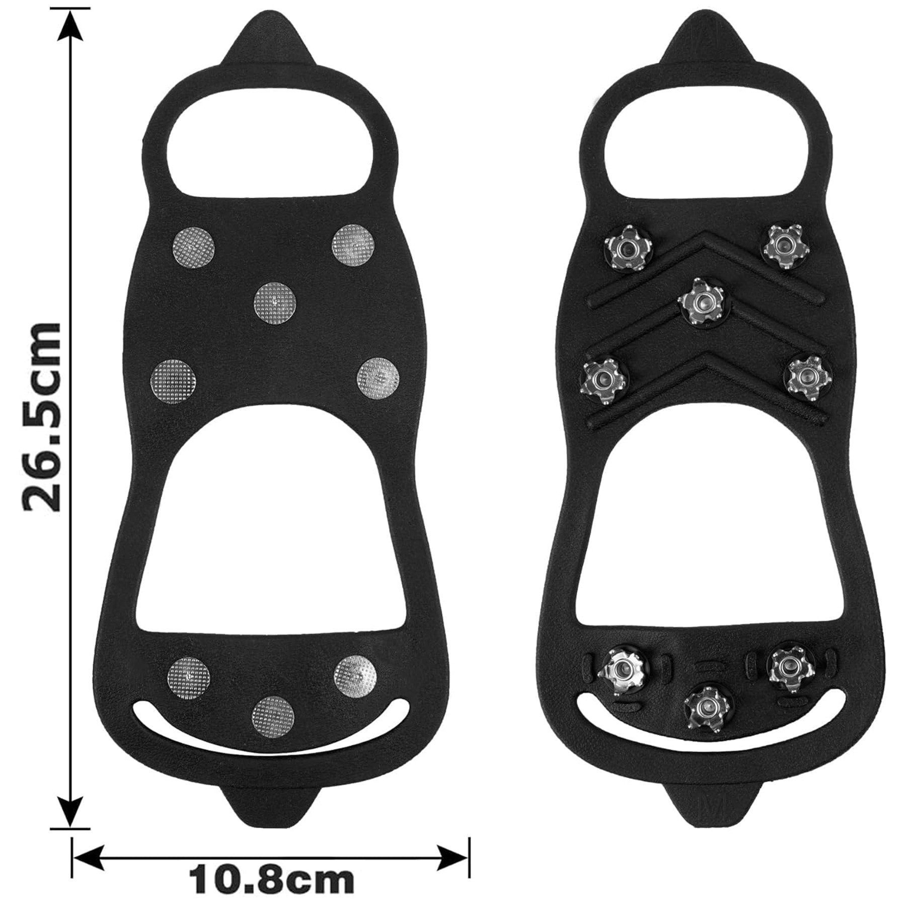 Mutig Spikes 3 Paar Anti Rutsch Schuhspikes, Spikes Schuhe Schuhkrallen mit 8 Zähne (Spikes zum Überziehen, Edelstahl Spikes, Steigeisen für Damen & Herren, Einheitsgröße für Schuhe und Stiefel), Grödel für Gehen Wandern Trekking Eisfischen Winter Outdoor