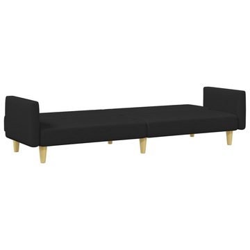 vidaXL Sofa Schlafsofa 2-Sitzer mit Fußhocker Schwarz Stoff