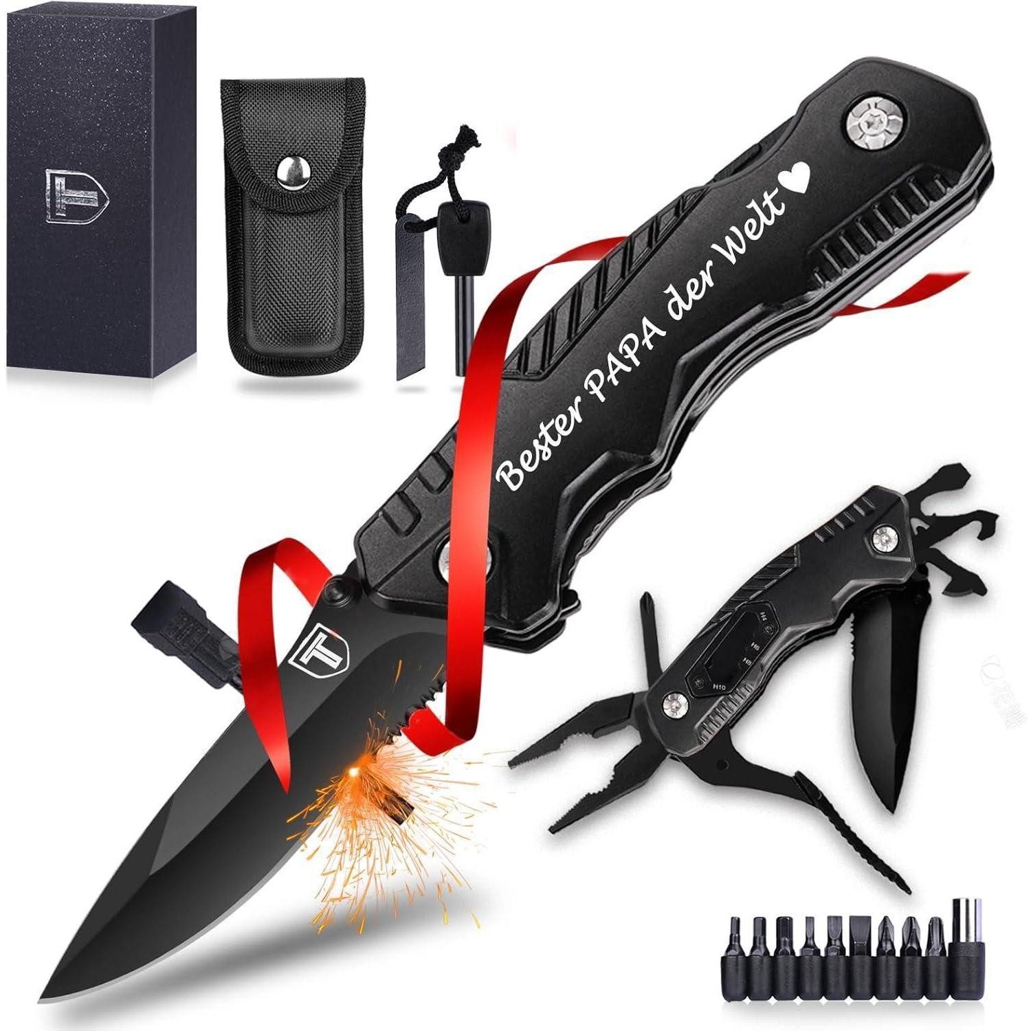 LuxusKollektion Multitool Multitool Messer Geschenkset für Papa - Outdoor Weihnachtsgeschenk DIY