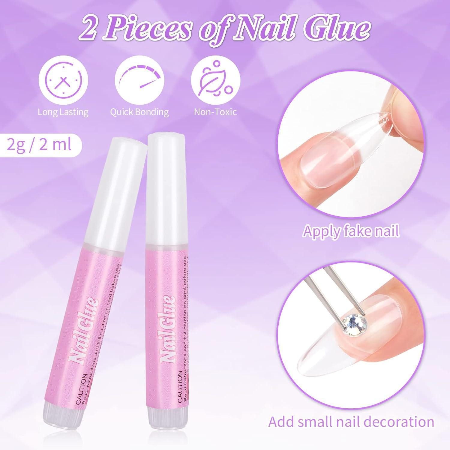 LuxusKollektion Kunstfingernägel Nageltips 500 Stück Soft Gel Full Cover Prebuff Set Kleber Mandel – Bild 5 von 5