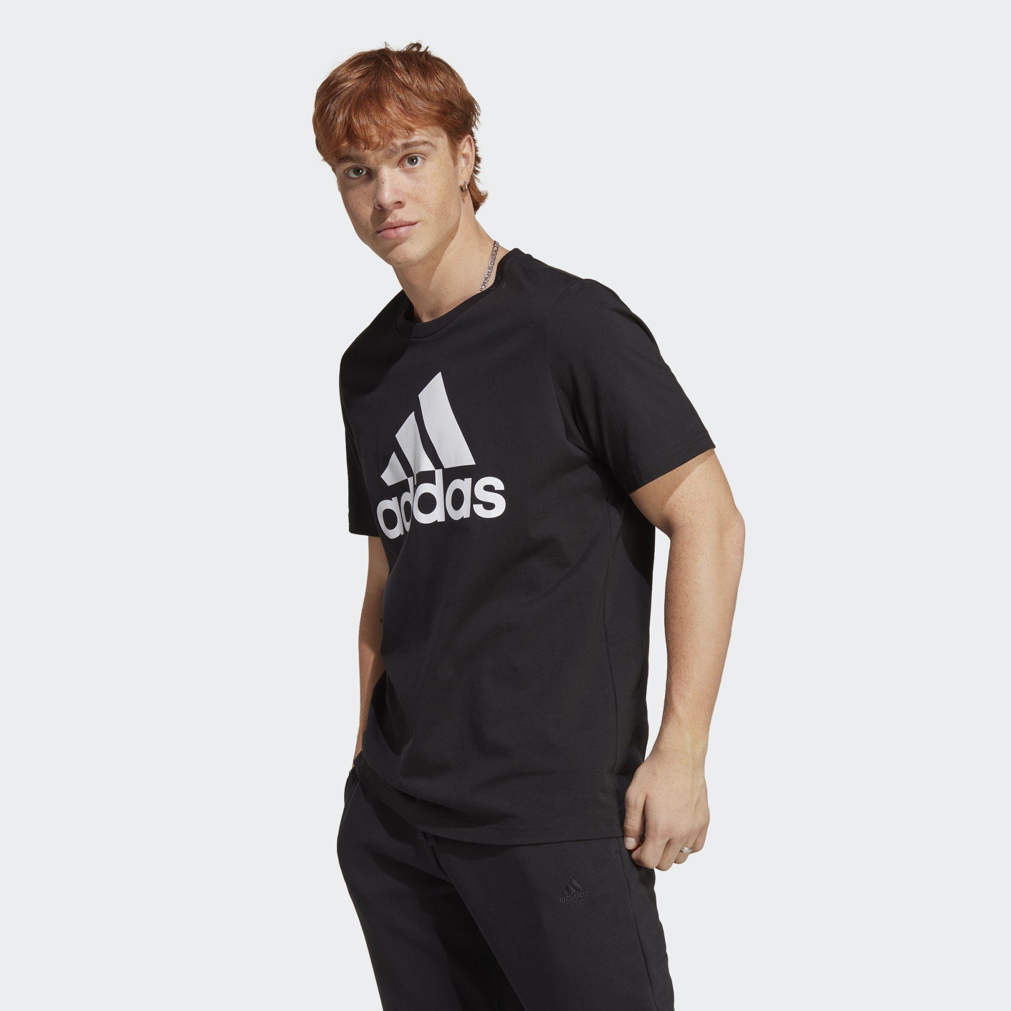 adidas Sportswear T-Shirt ESSENTIALS SINGLE White JERSEY LOGO / Black BIG T-SHIRT