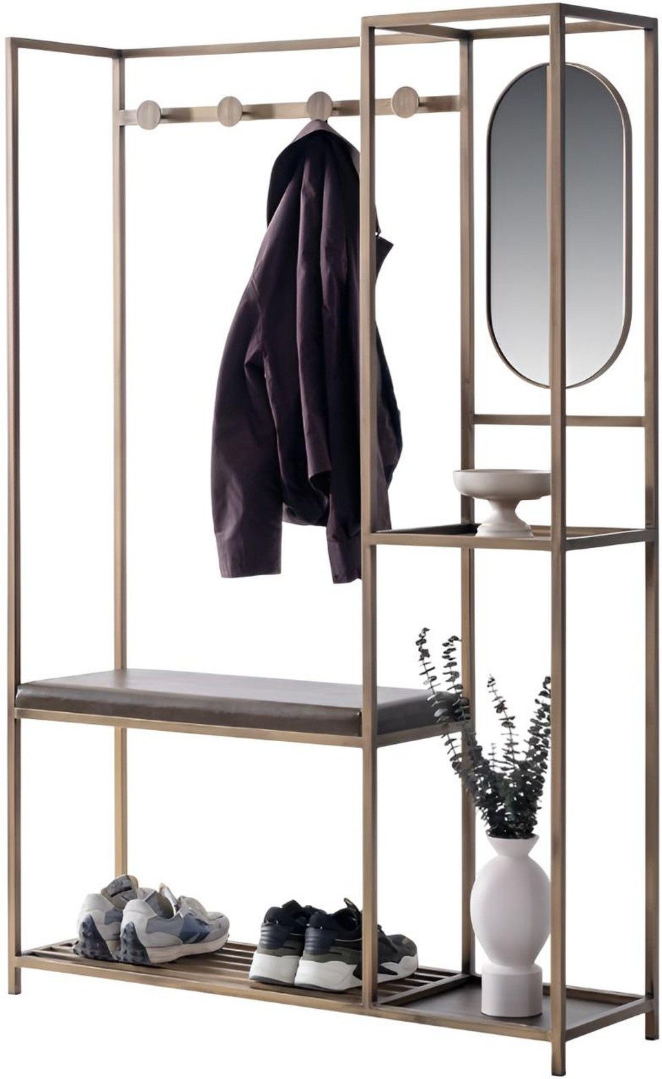 Xlmoebel Garderobe XLMOEBEL Kleiderstange aus Holzfaserplatten und Metall, beige, Made in Europa
