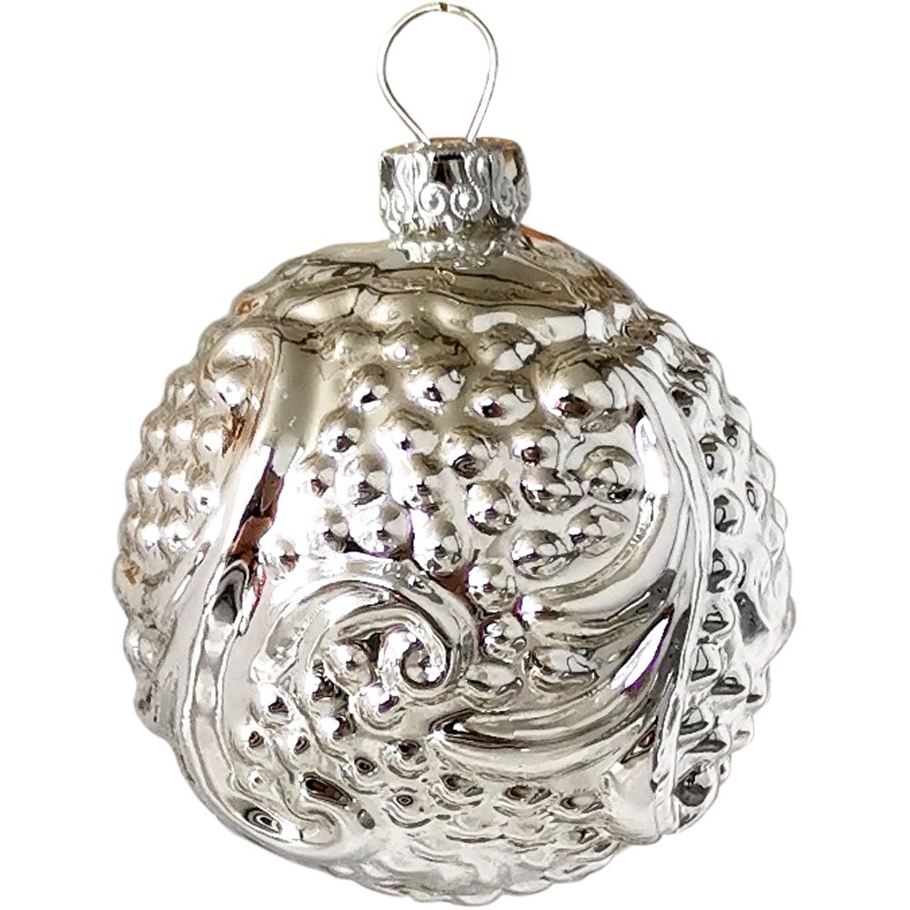 Schatzhauser Christbaumschmuck Rocaillen Kugel Ornament Silberform 5,5cm (1-tlg), mundgeblasen, handbemalt