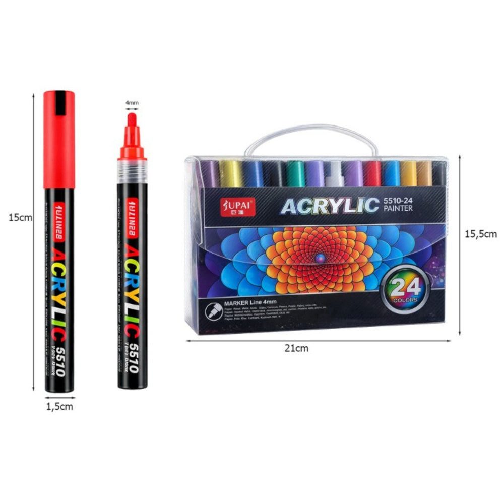 VERK GROUP Lackmarker Acrylmarker Set 12 - 24 Stück Wasserfeste Marker für Stein, Holz, Glas, (12-tlg)