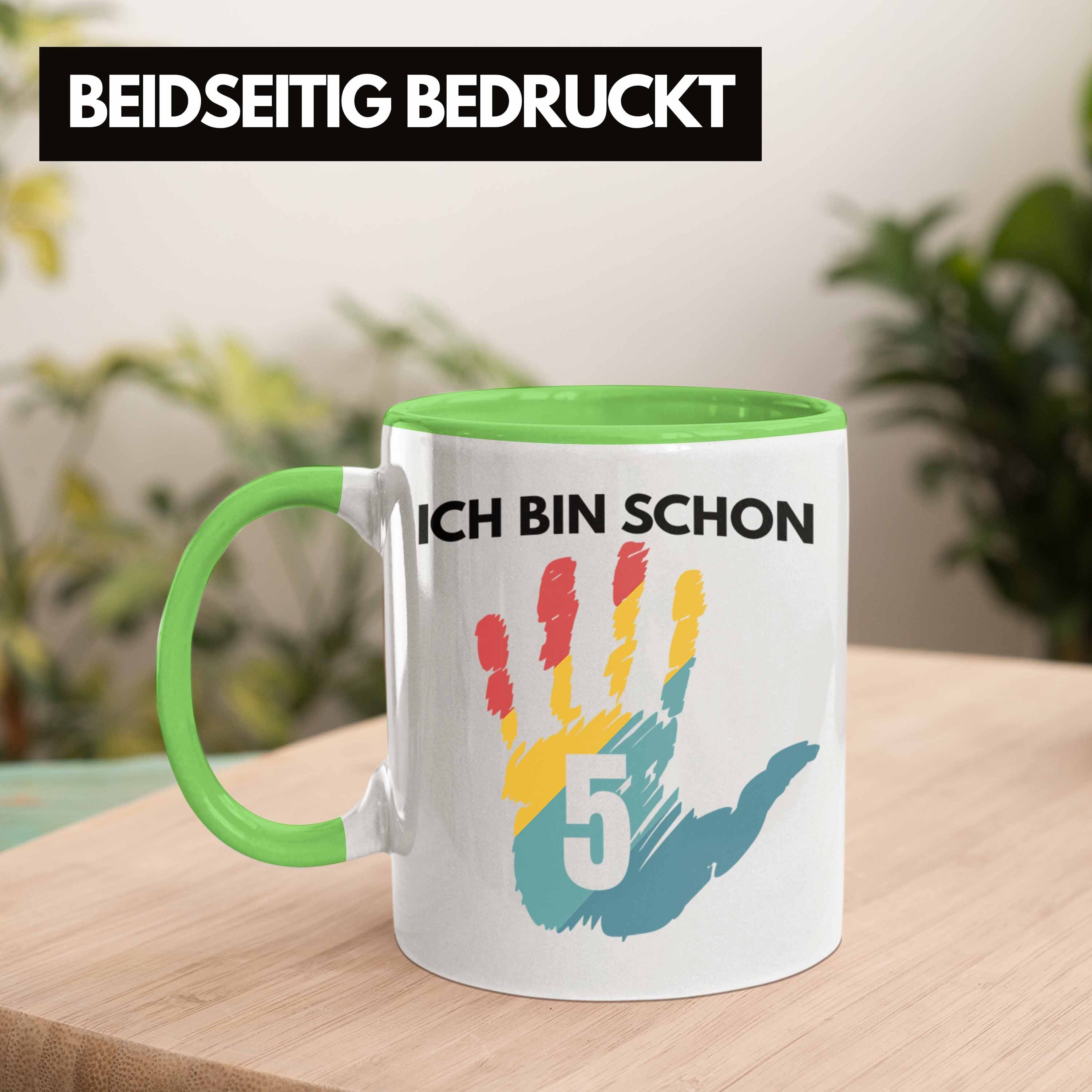 Trendation Tasse 5 Junge Ich Tasse - Grün Geschenkidee 5-Jähriger Schon Bin Mädchen Trendation Geschenk