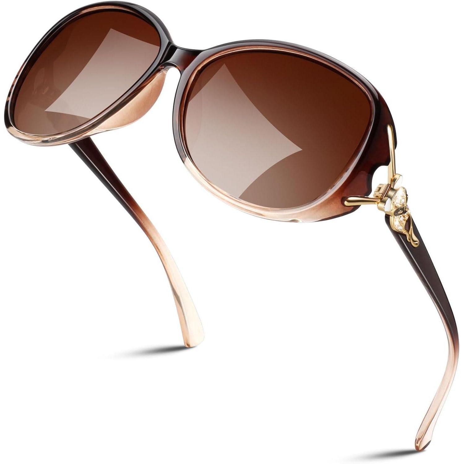 LuxusKollektion Retrosonnenbrille Sonnenbrille Damen Polarisiert Brauner Rahmen Farbverlauf Braun Linse