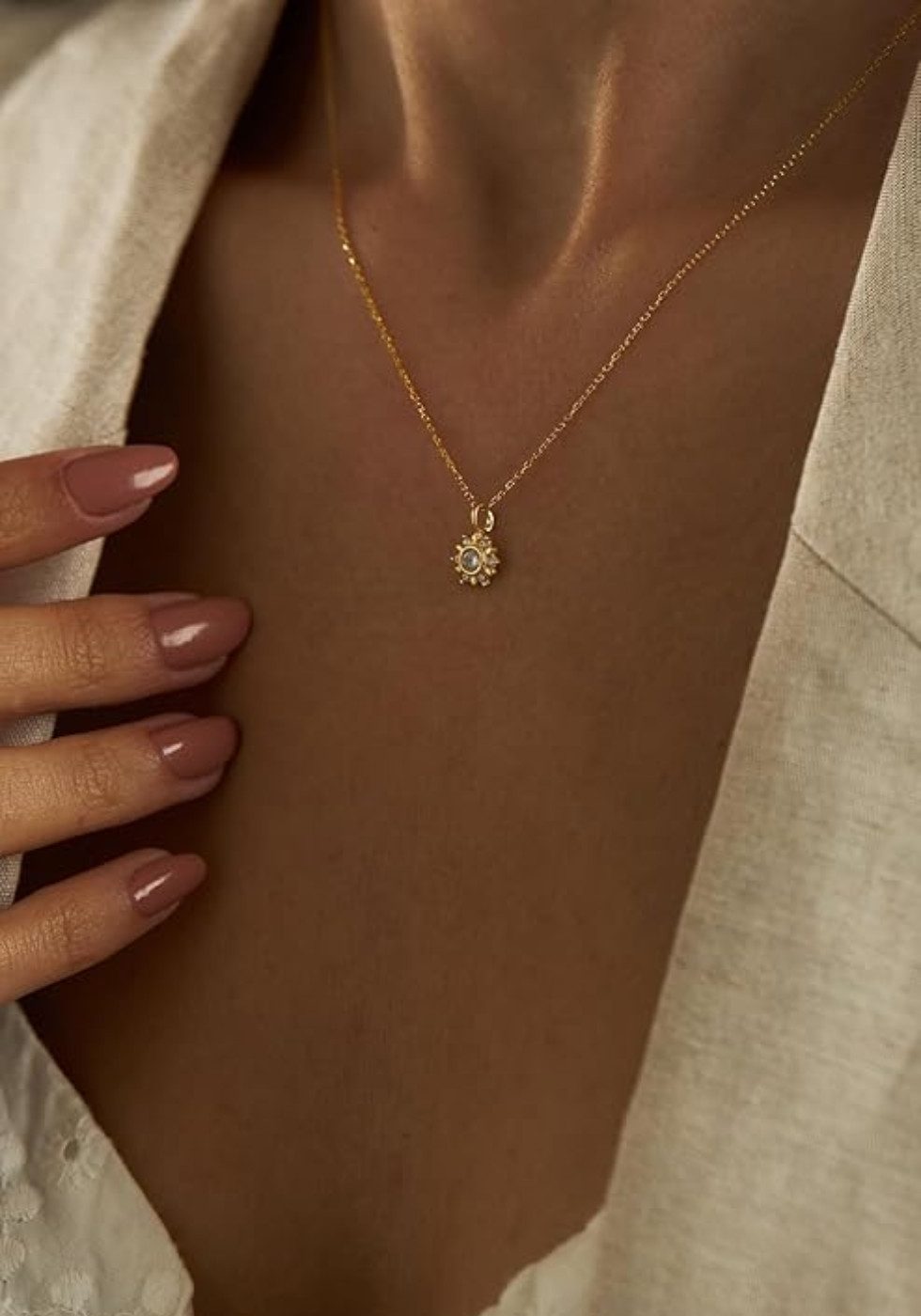 Einzelstück Charm-Kette Halskette mit Mini Sonnen Anhänger