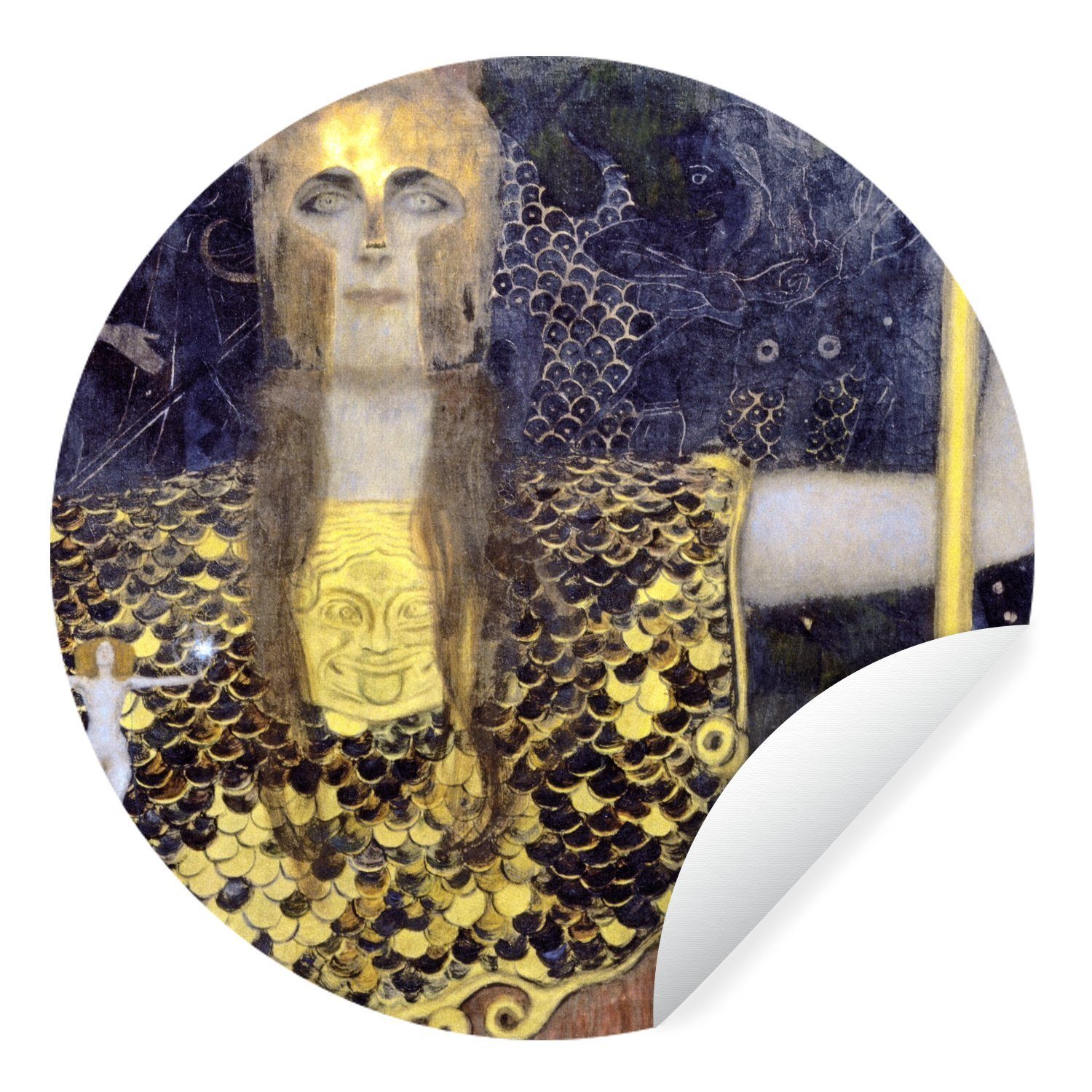 MuchoWow Wandsticker Pallas Athene - Gustav Klimt (1 St), Tapetenkreis für Kinderzimmer, Tapetenaufkleber, Rund, Wohnzimmer