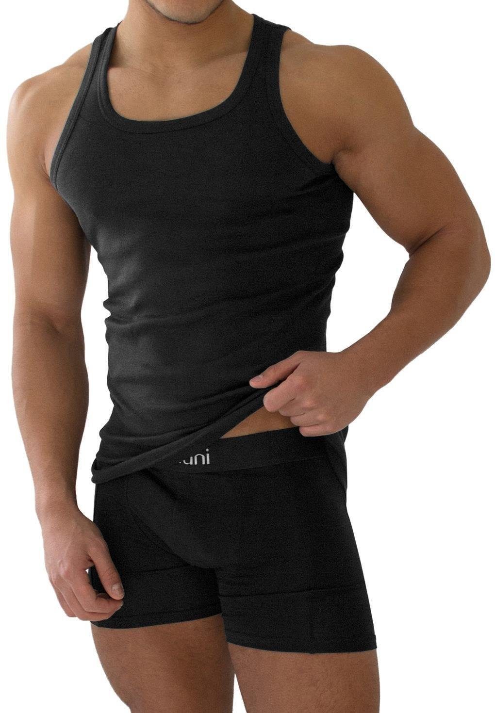 normani Unterhemd 4 Stück Herren-Unterhemd Feinripp Schwarz mit Feinrippung günstig online kaufen