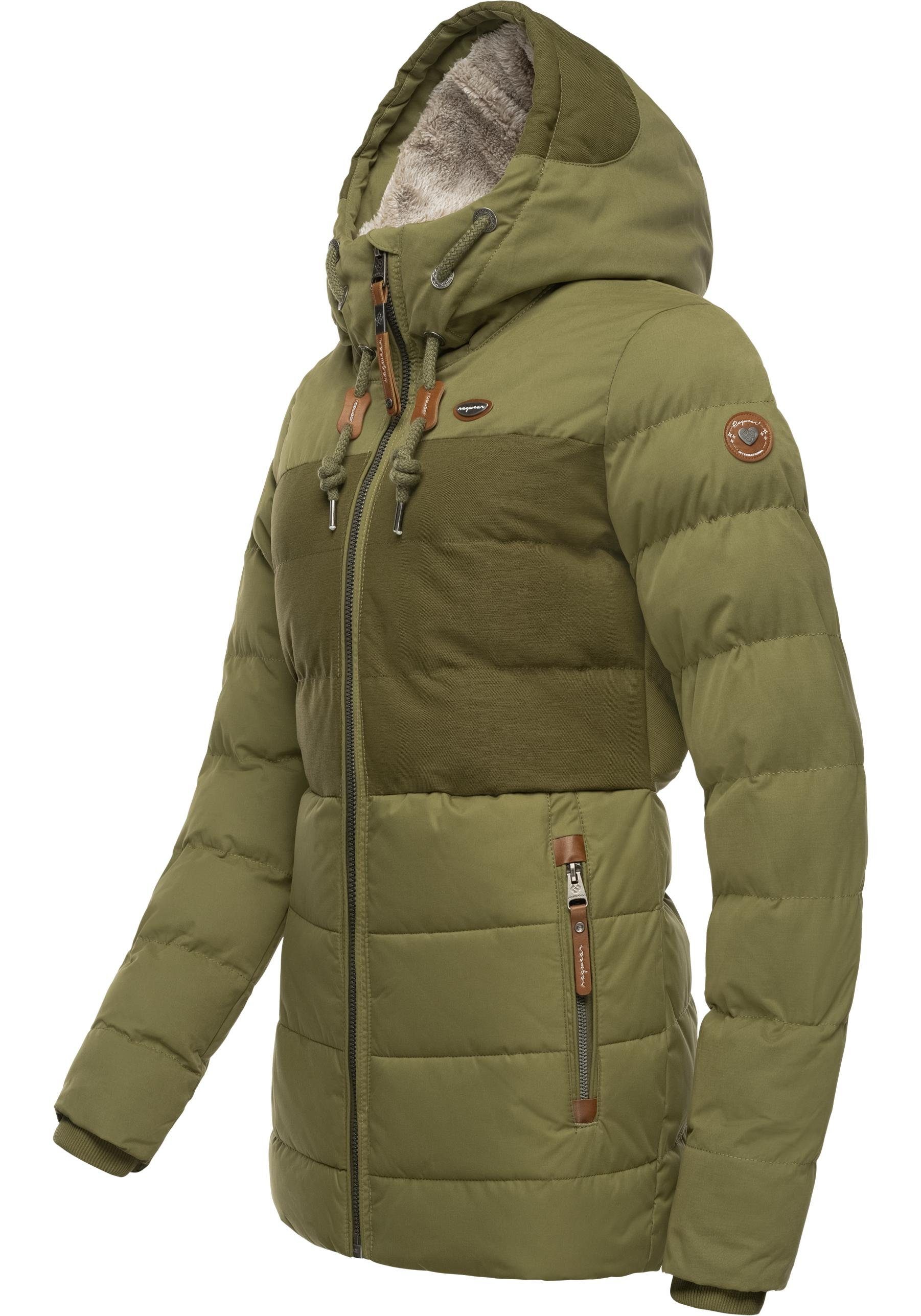 Ragwear Winterjacke Quantic stylische Steppjacke mit Teddyfell-Kapuze günstig online kaufen