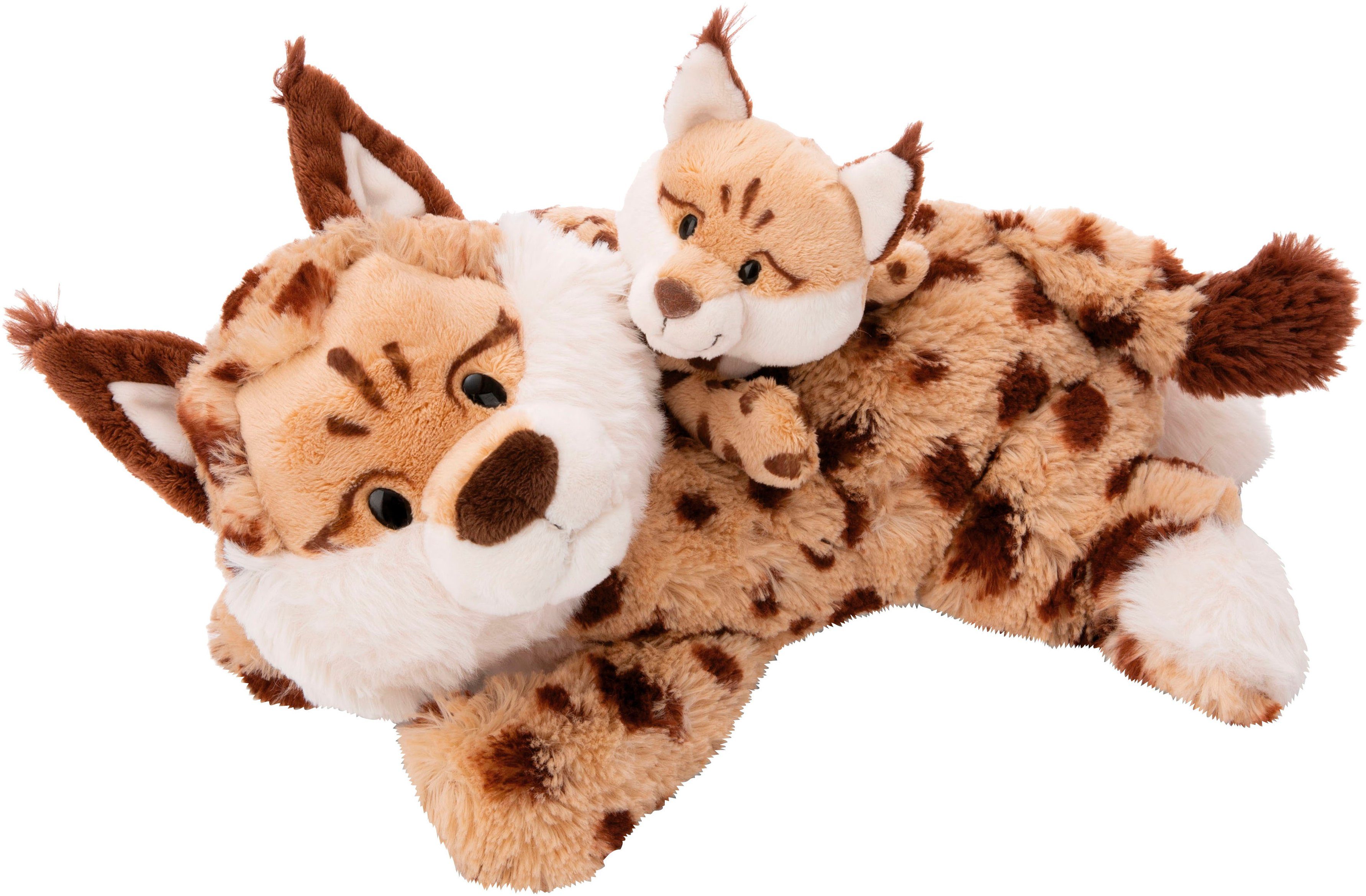 Nici Kuscheltier Wild Friends GREEN, Luchs Mutter & Kind, 40 cm & 20 cm liegend, enthält recyceltes Material