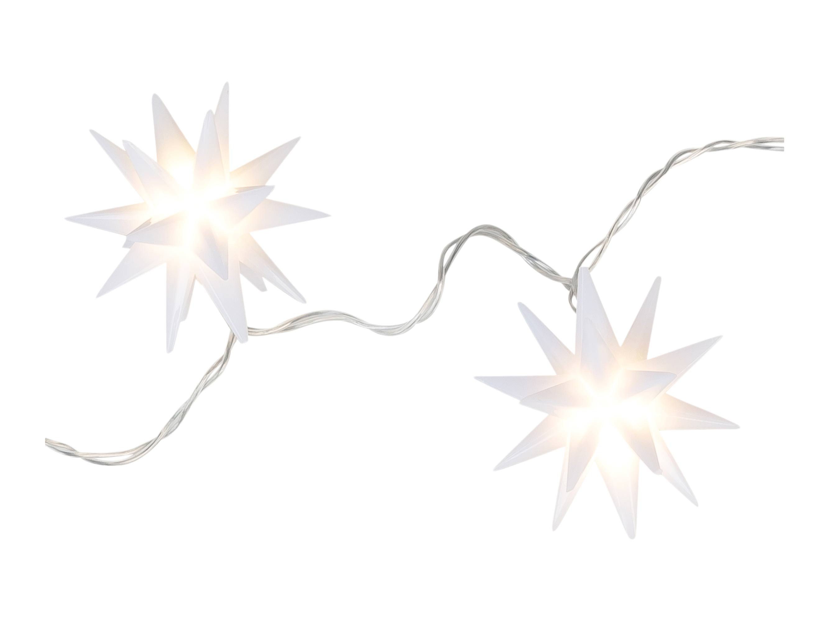 Coen Bakker Deco BV LED-Lichterkette, 10-flammig, Sterne weiß außen 1,5m Timer 10 LED warmweiß
