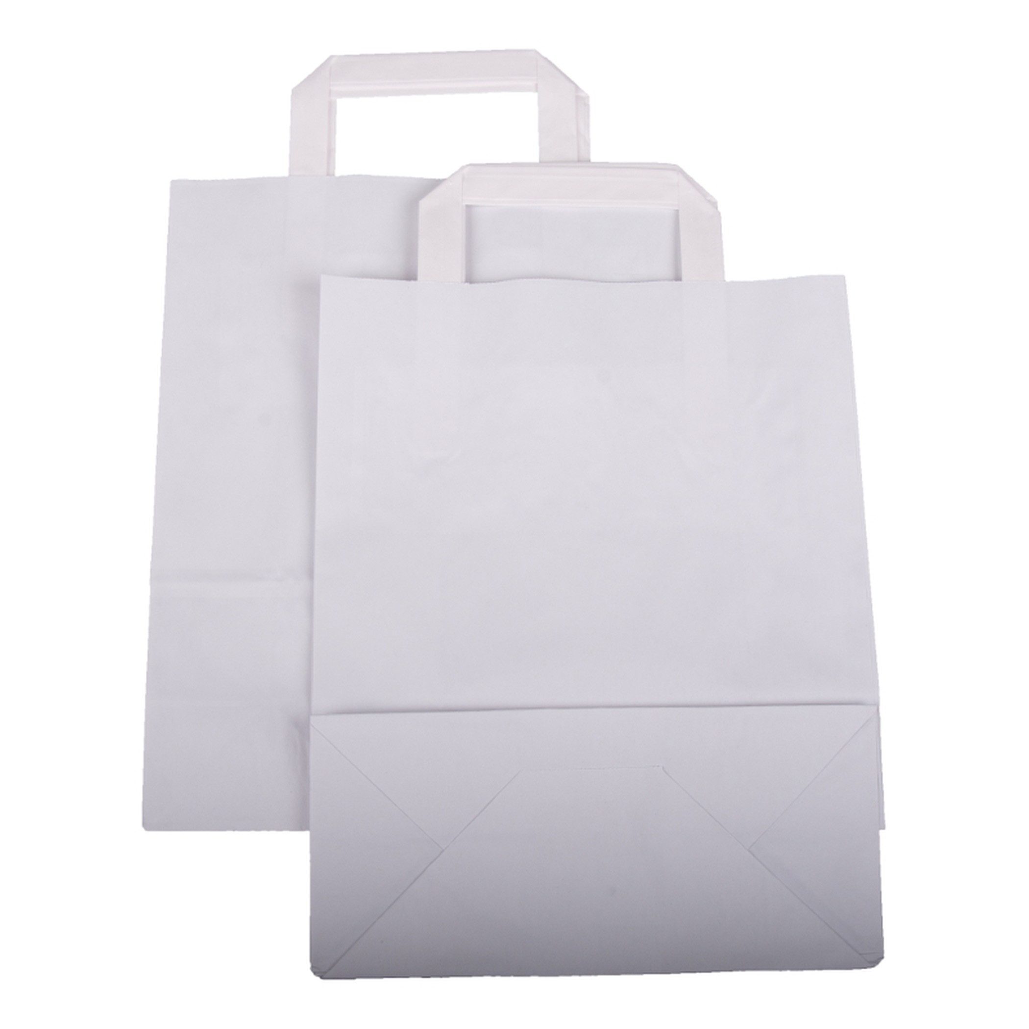 BB-Verpackungen Tragetasche Papiertragetasche mit Griff (1-tlg), Weiß, 220 mm + 100 mm x 280 mm, 70 g/m²