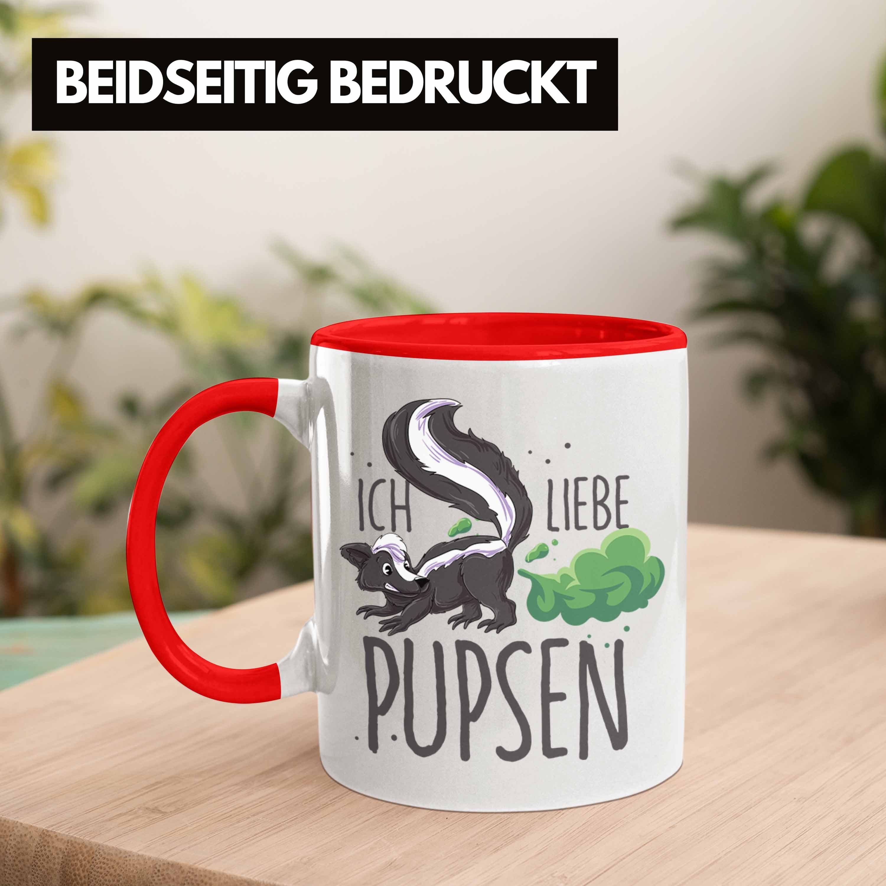 Trendation Tasse Tasse Gebu Stinktier-Motiv Geschenkidee Lustige Rot mit liebe Pupsen" "Ich