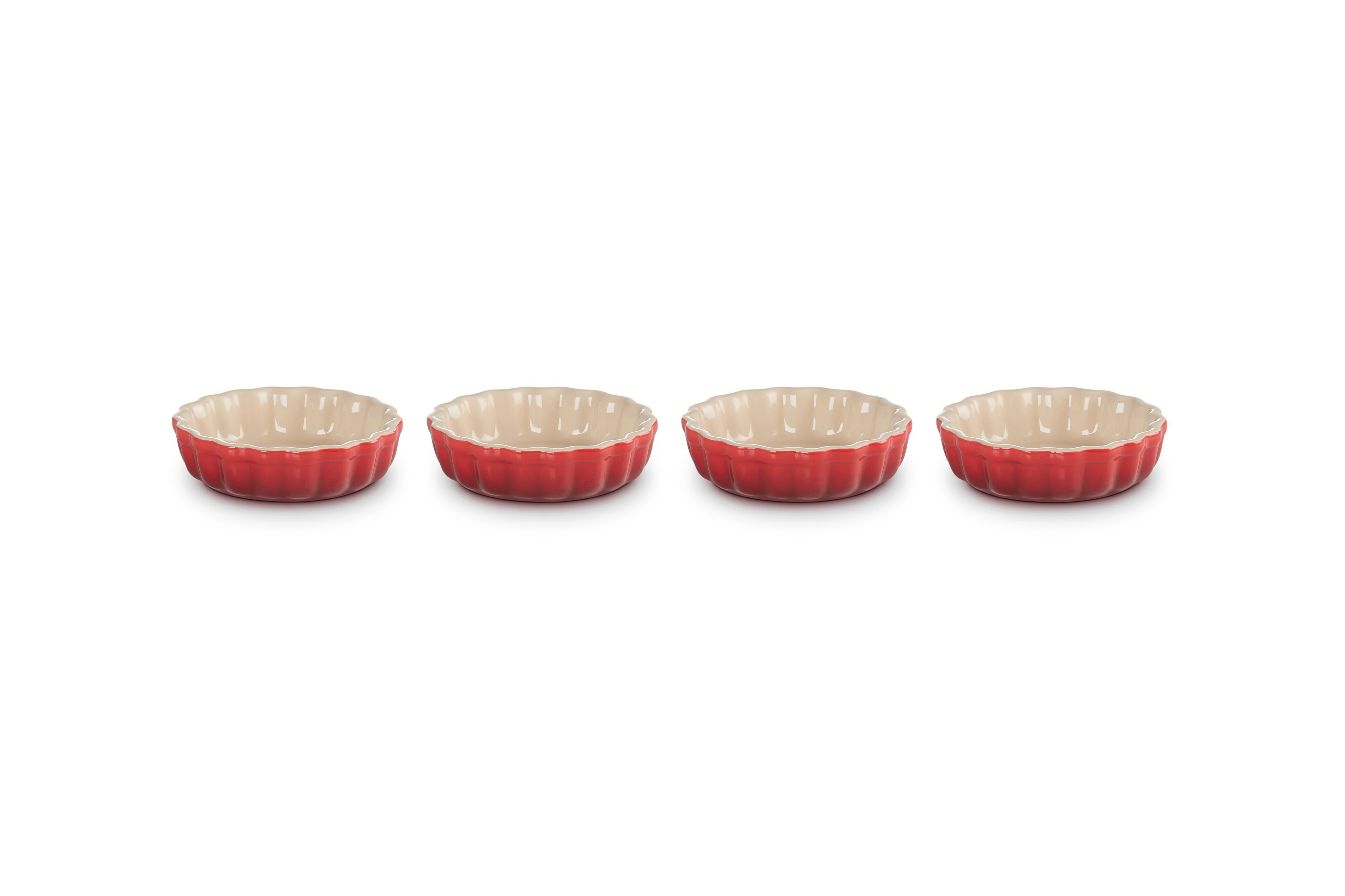 LE CREUSET Tarteform 4er-Set Tarteförmchen aus Steinzeug, Je 200 ml/Ø 11 cm