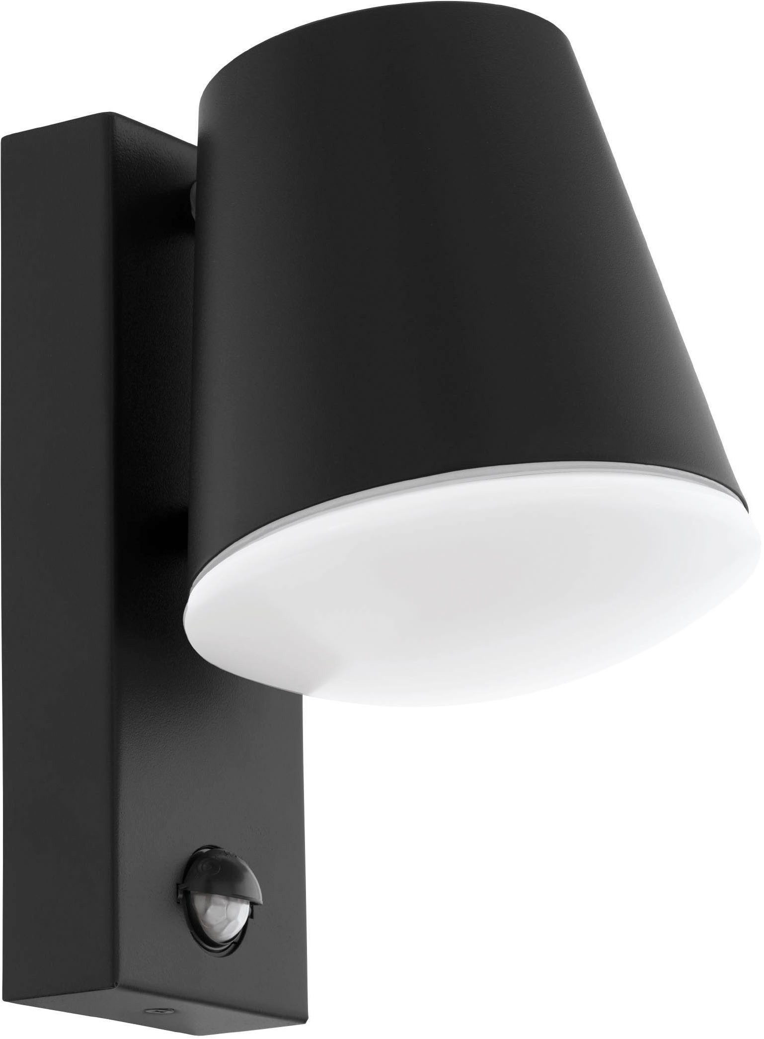 EGLO Wandleuchte Caldiero Außen-Wandlampe, Außenlampe, Stahl und Kunststoff, E27, IP44, Bewegungsmelder, ohne Leuchtmittel, Wand-/Deckenleuchte - L14 x H24 x AL18,5 cm - anthrazit - 1X10W exkl.