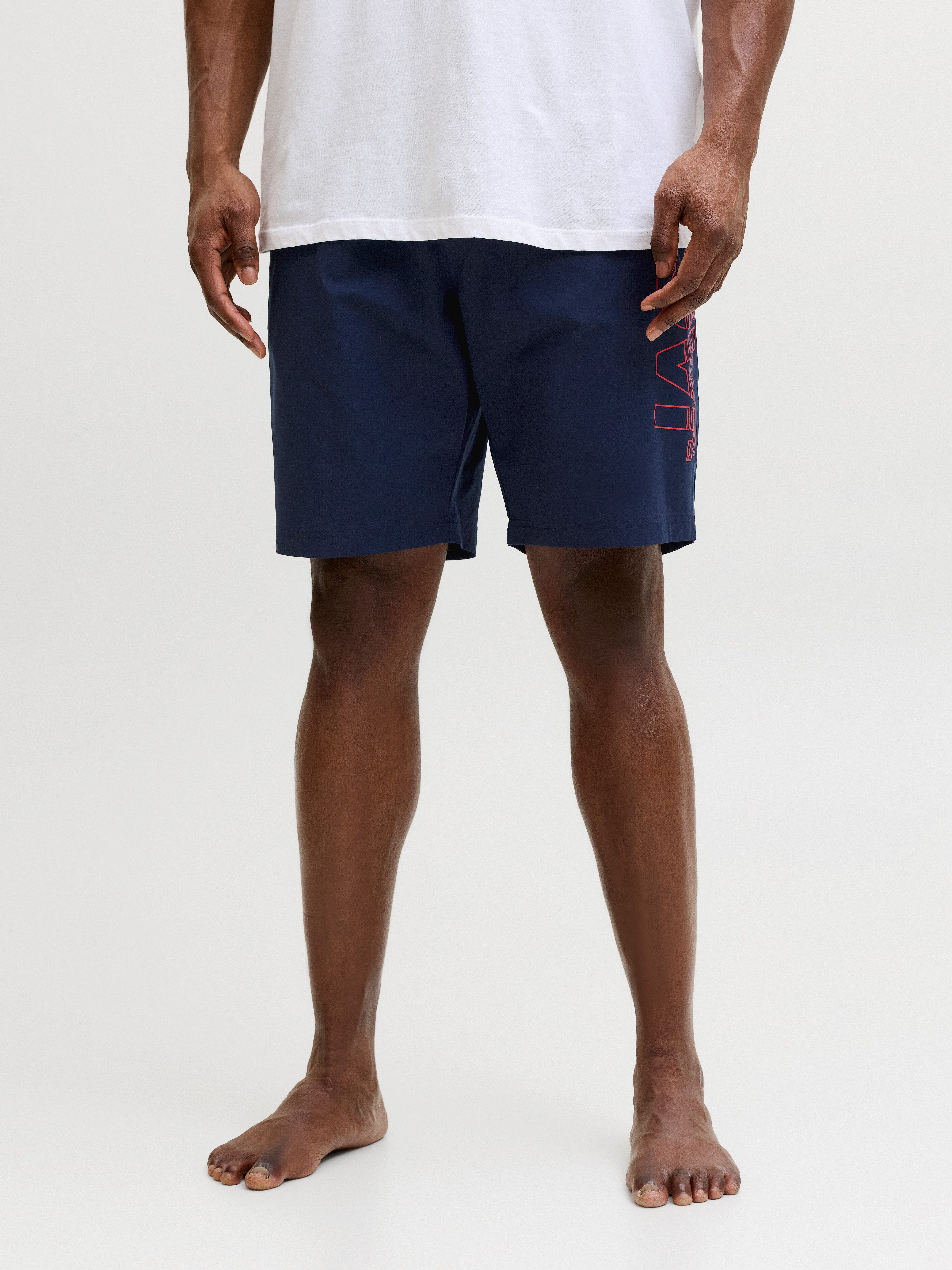 Jack & Jones PlusSize Badeshorts JPSTMAUI WAVE LOGO SWIM SHORTS SN PLS Kunstfaser, mit elastischem Bund, normal geschnitten