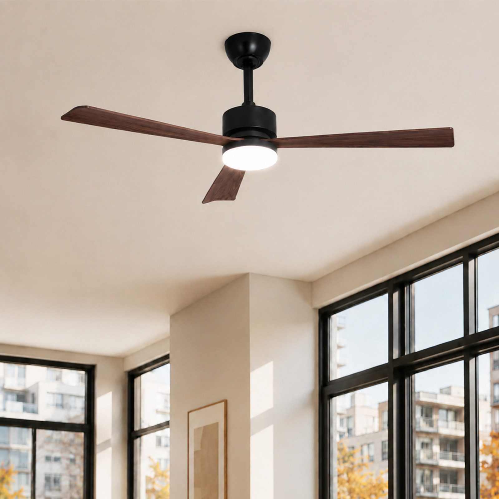 ZMH Deckenventilator 3/5 Flügeln Leise Dimmbare 2-in-1 Ventilator Lampe mit Fernbedienung, 3 Farbtemperaturen, Sechs einstellbar, Speicherfunktion