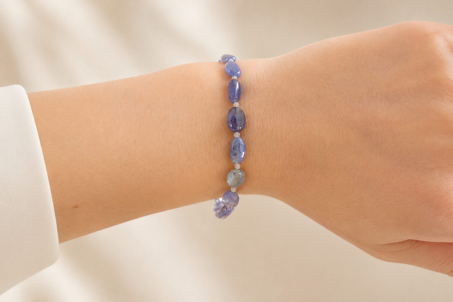 Sogni d'oro Armband "Shades of Blue" mit Tansanit und Weißtopas, Silber 925