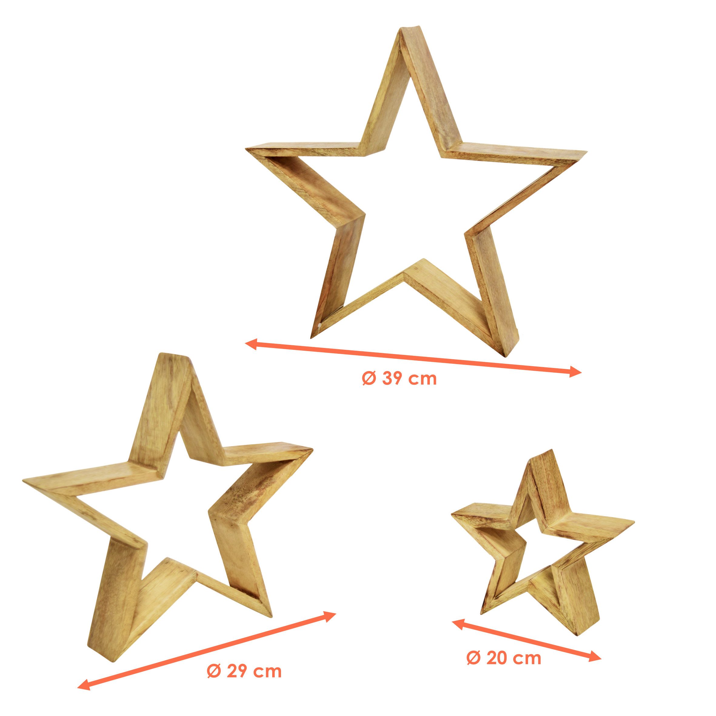 Spetebo Dekofigur Mango Holz Stern Aufsteller (3er Set, 1 St., Sterne Set n günstig online kaufen