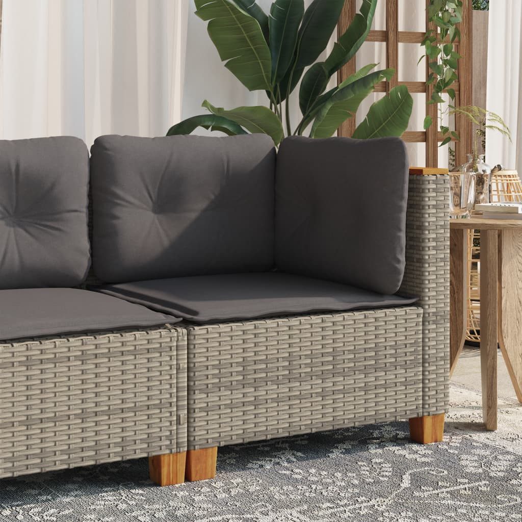vidaXL Loungesofa Garten-Ecksofa mit Kissen Grau günstig online kaufen