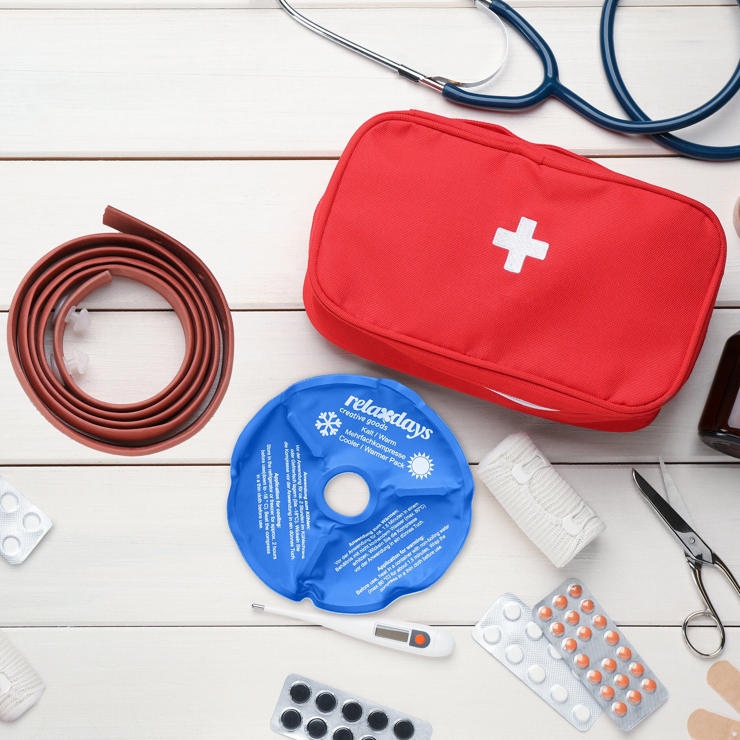 relaxdays Kalt-Warm-Kompresse 4er Set Knie Kühlpads in Blau