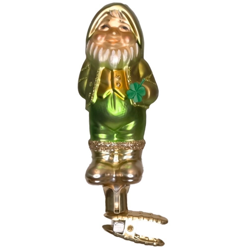 INGE-GLAS® Christbaumschmuck Irischer Kobold zum St. Patrick’s Day, 10cm (1-tlg), mundgeblasen, handbemalt