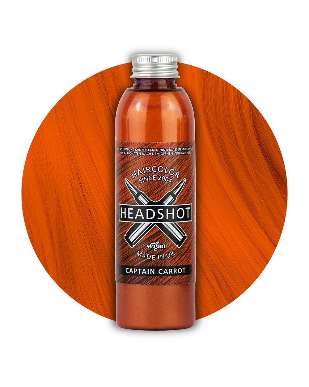 Haartönung Headshot Haartönung vegane Haarfarbe Captain Carrot (150 ml), Packung, Chemikalien