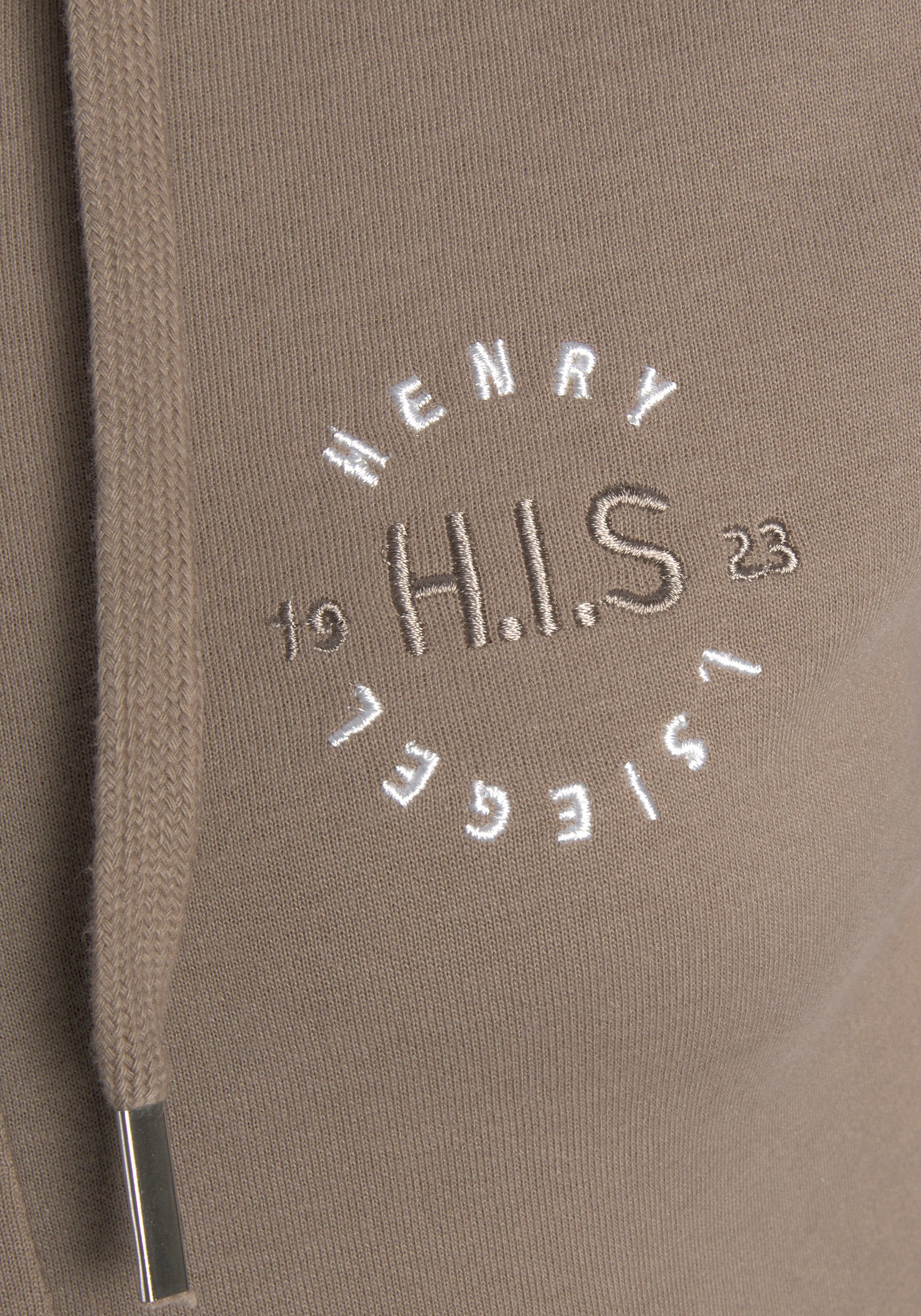 H.I.S Kapuzensweatjacke mit seitlichem Piping und kleiner Markenstickerei, Loungewear