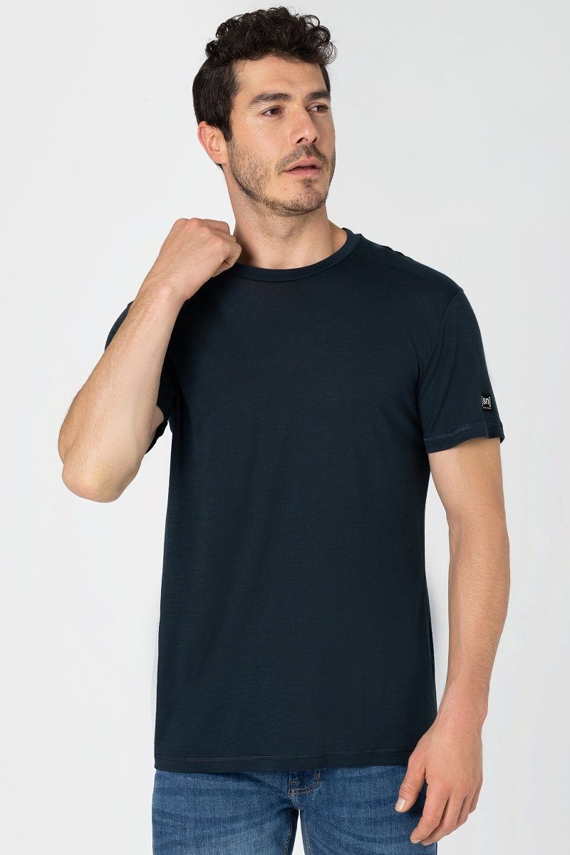 SUPER.NATURAL T-Shirt Merino T-Shirt geruchshemmender SS Blueberry M ESSENTIAL Merino-Materialmix